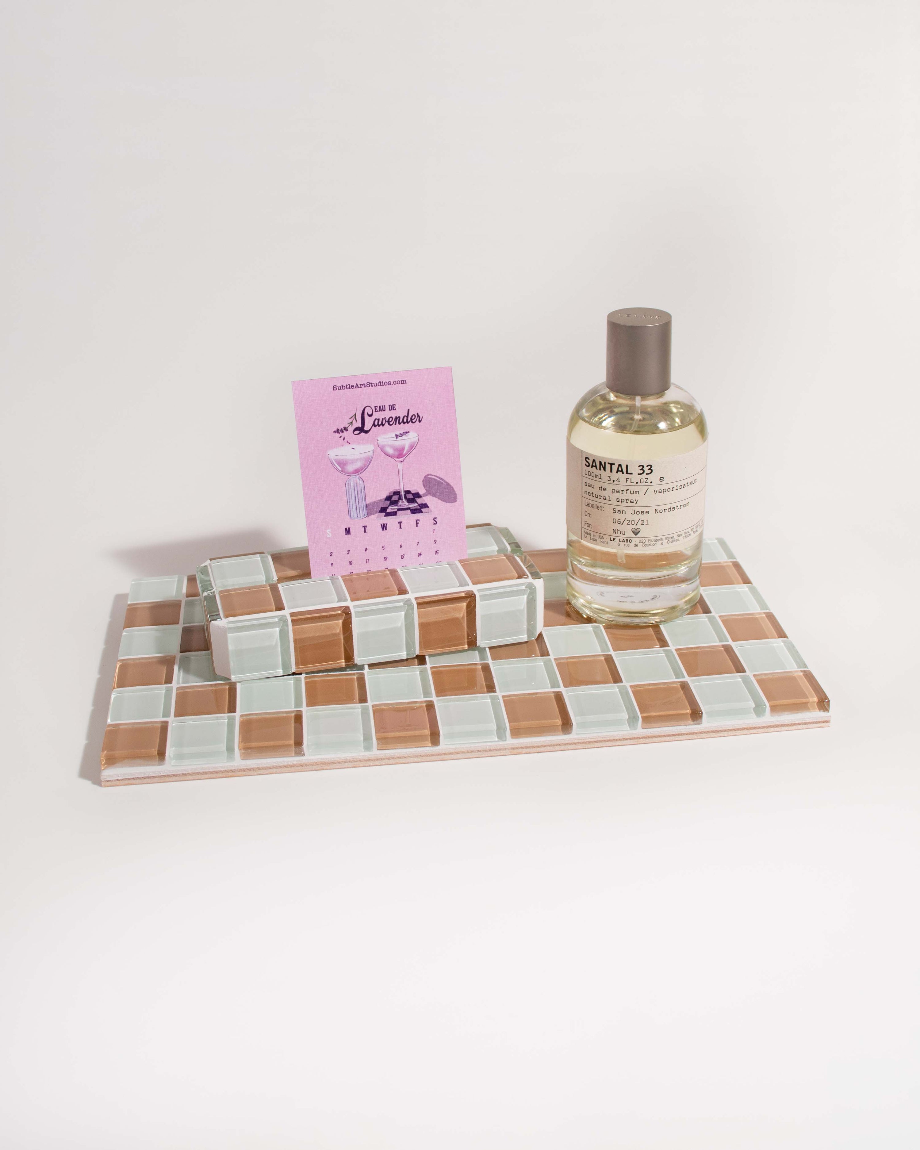 GLASS TILE DECORATIVE TRAY - Hazelnut Milk Chocolate