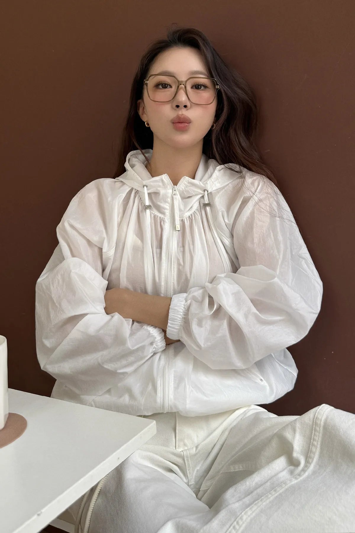 Light Shirring Windbreaker