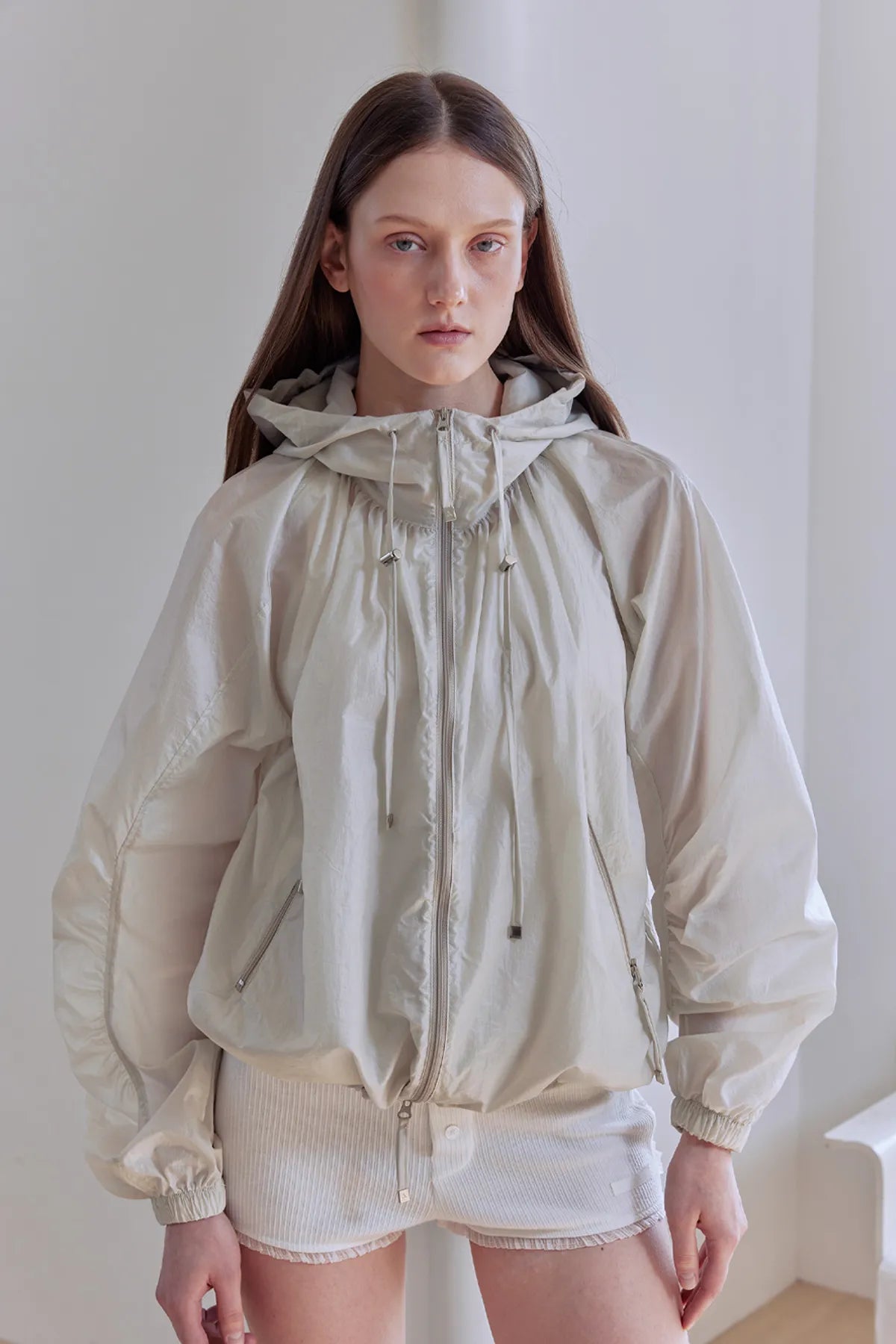 Light Shirring Windbreaker