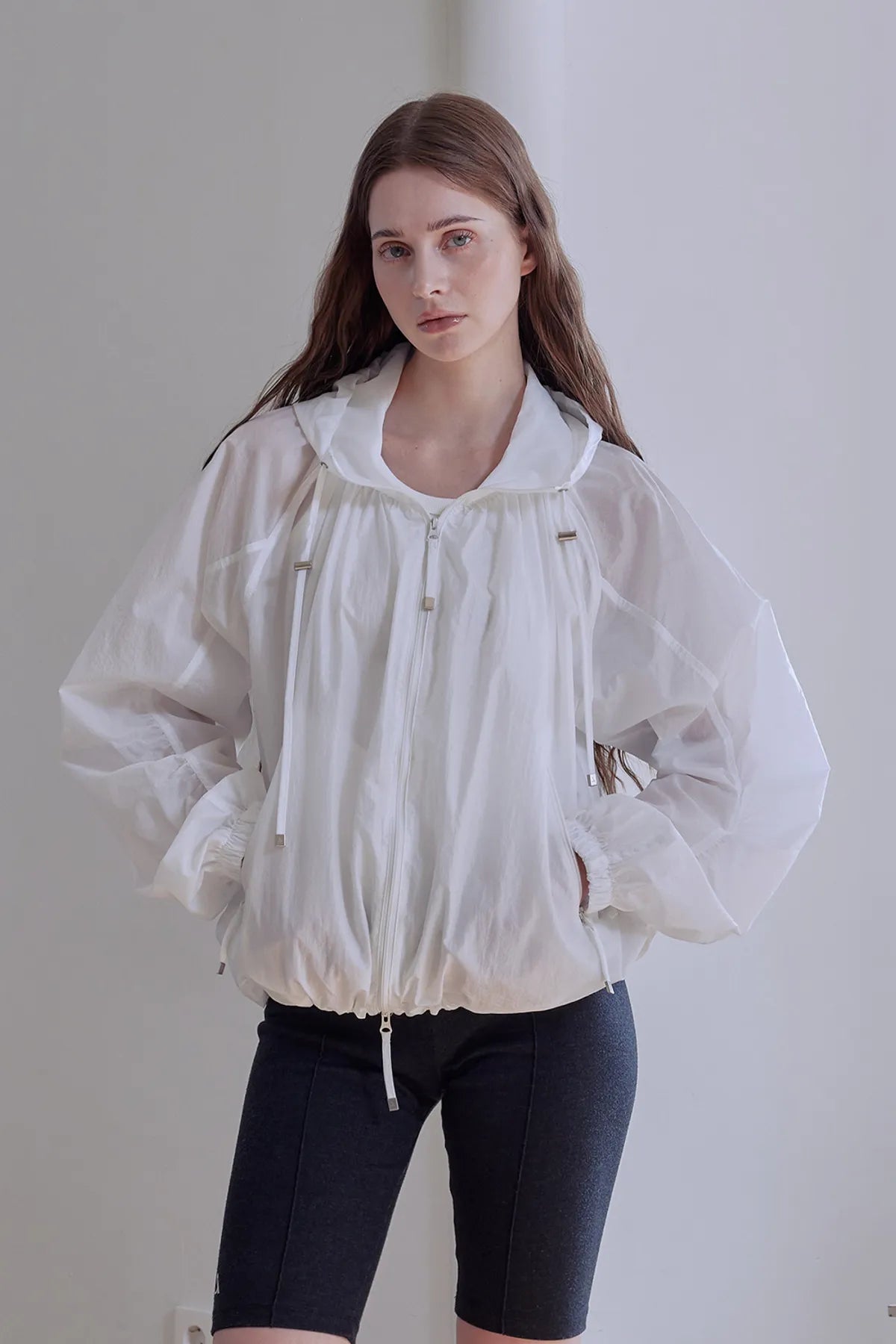 Light Shirring Windbreaker