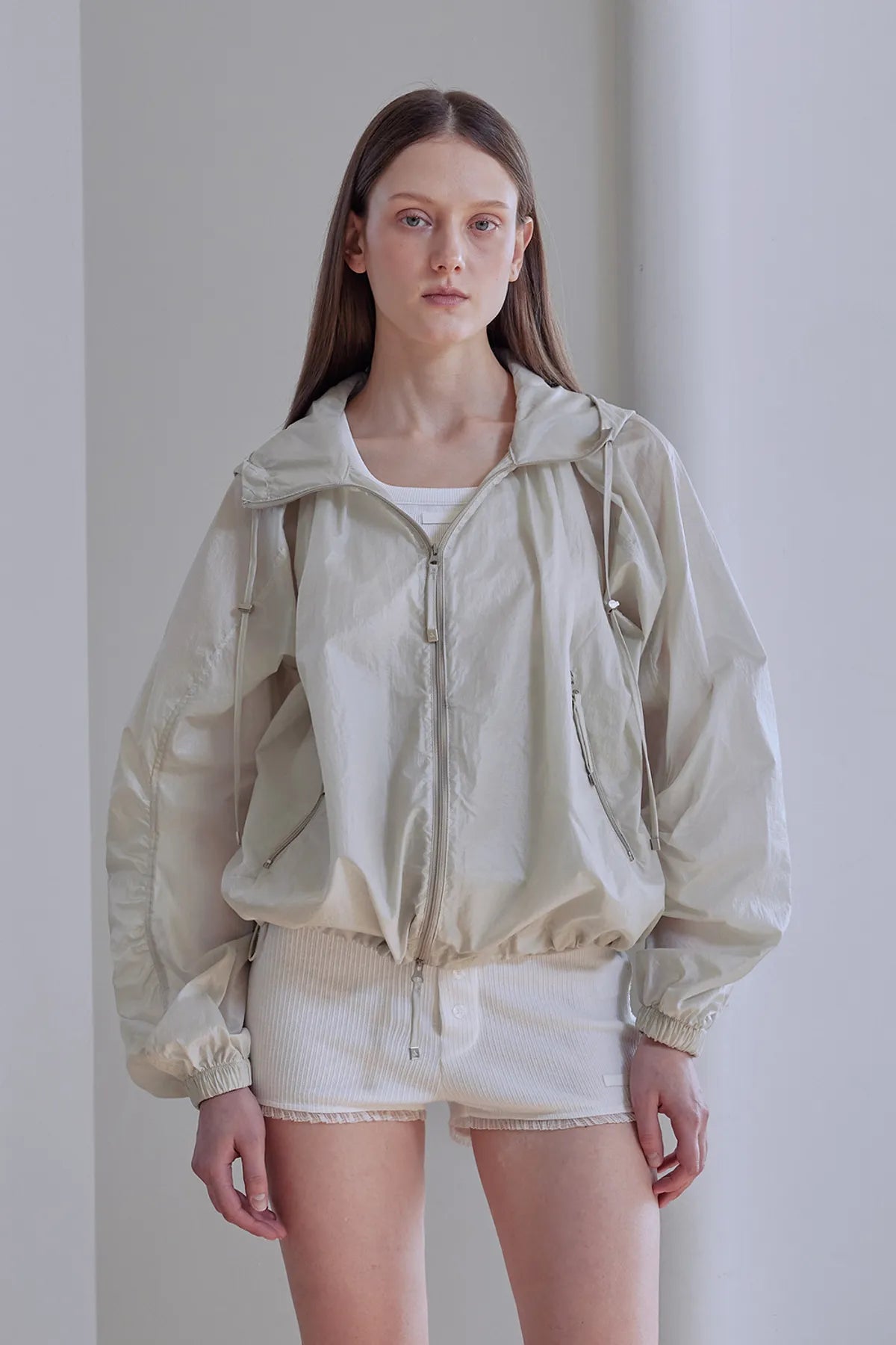 Light Shirring Windbreaker