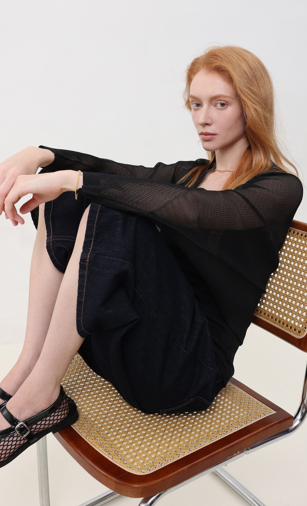 Pleatsmood Lucid Pleats Mesh Cardigan Black