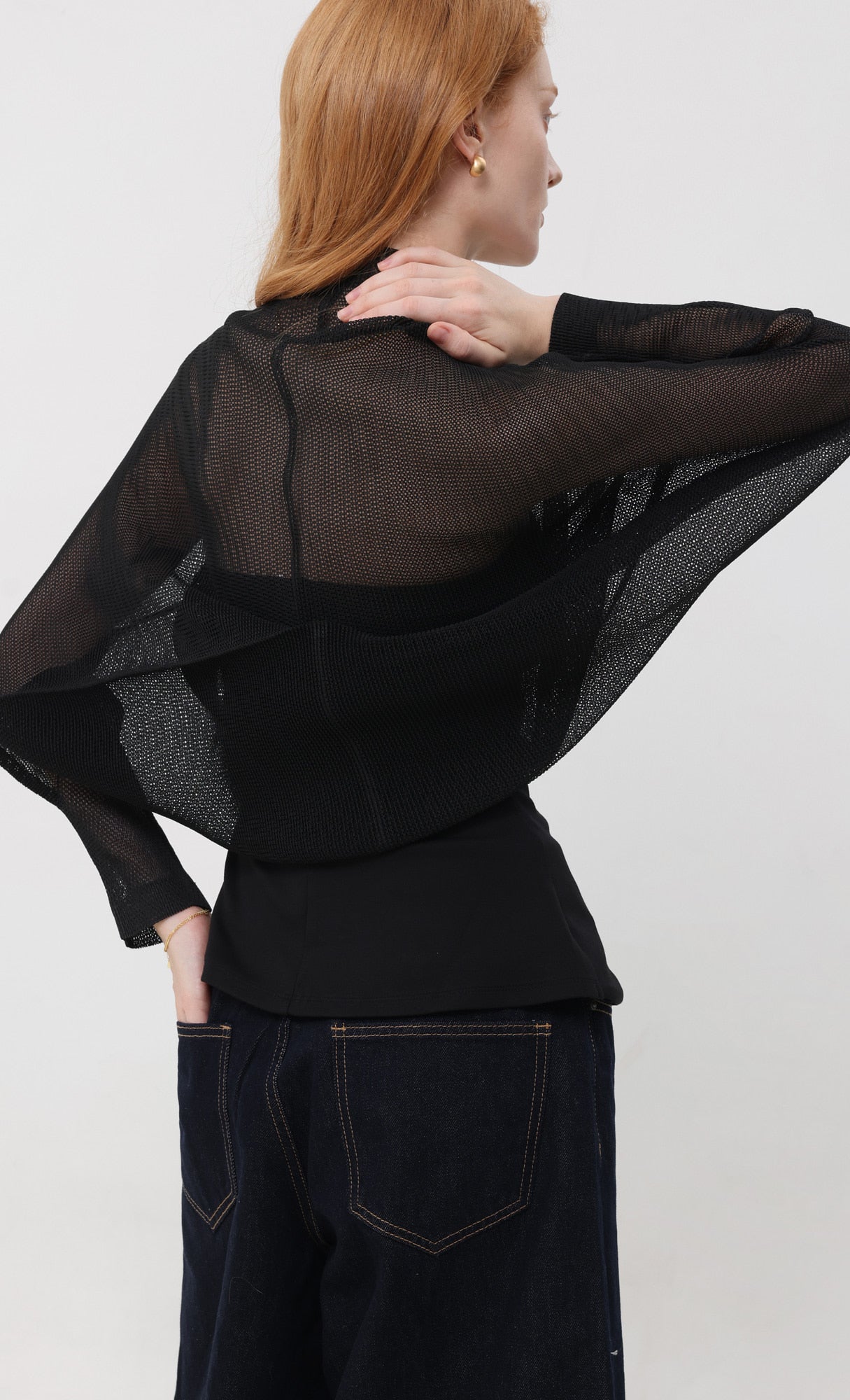 Pleatsmood Lucid Pleats Mesh Cardigan Black