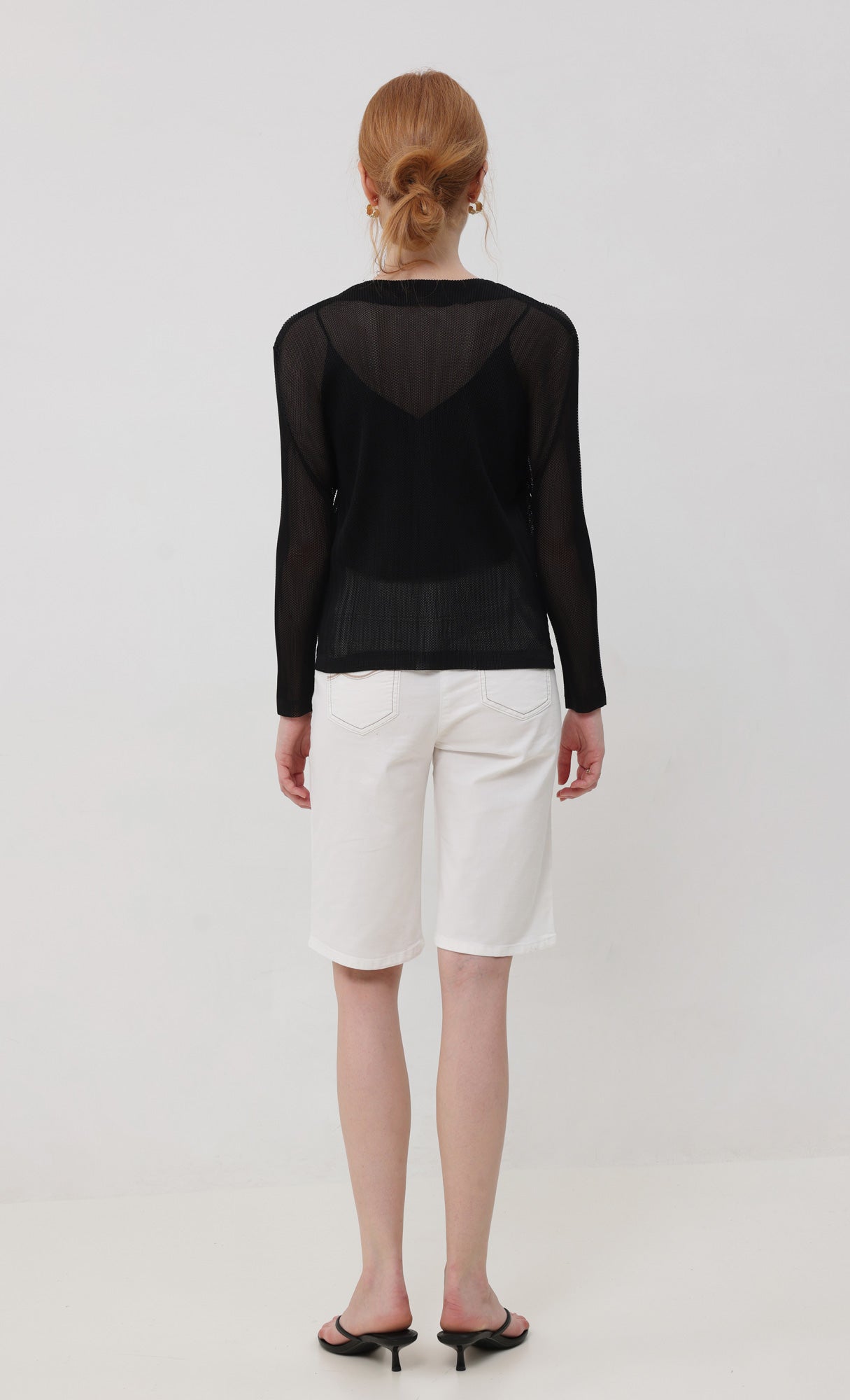 Pleatsmood Sheer Pleats Cardigan Black