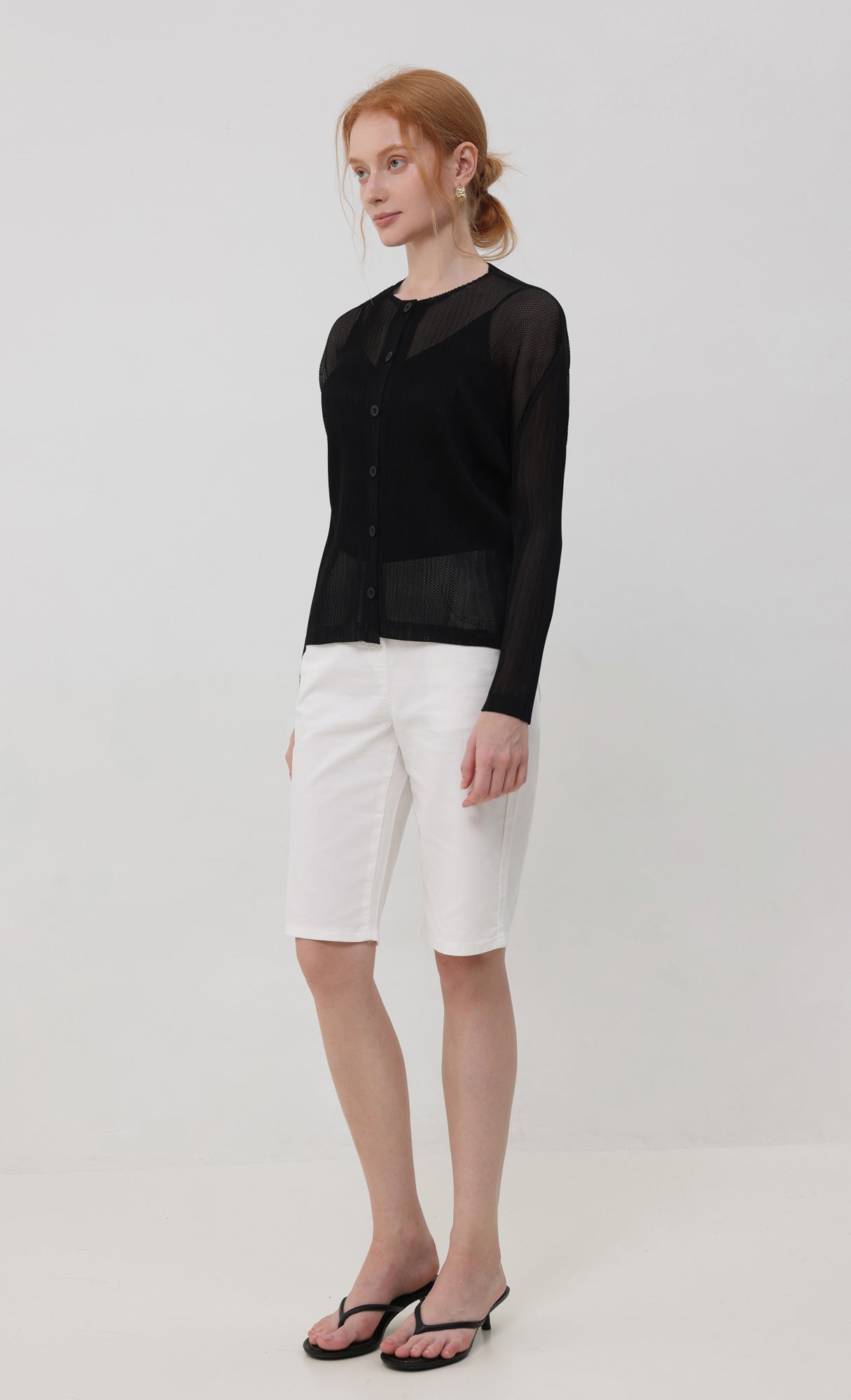 Pleatsmood Sheer Pleats Cardigan Black