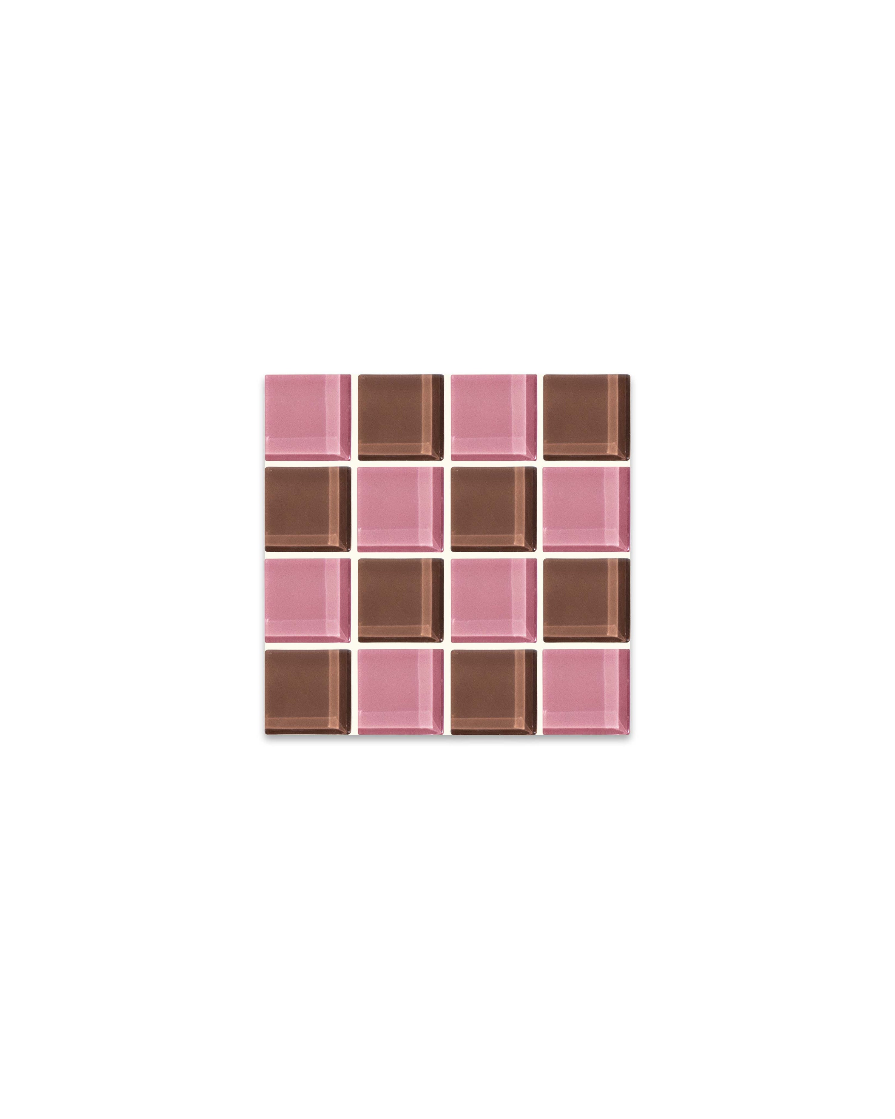 GLASS TILE COASTER - Strawberry Dark Chocolate