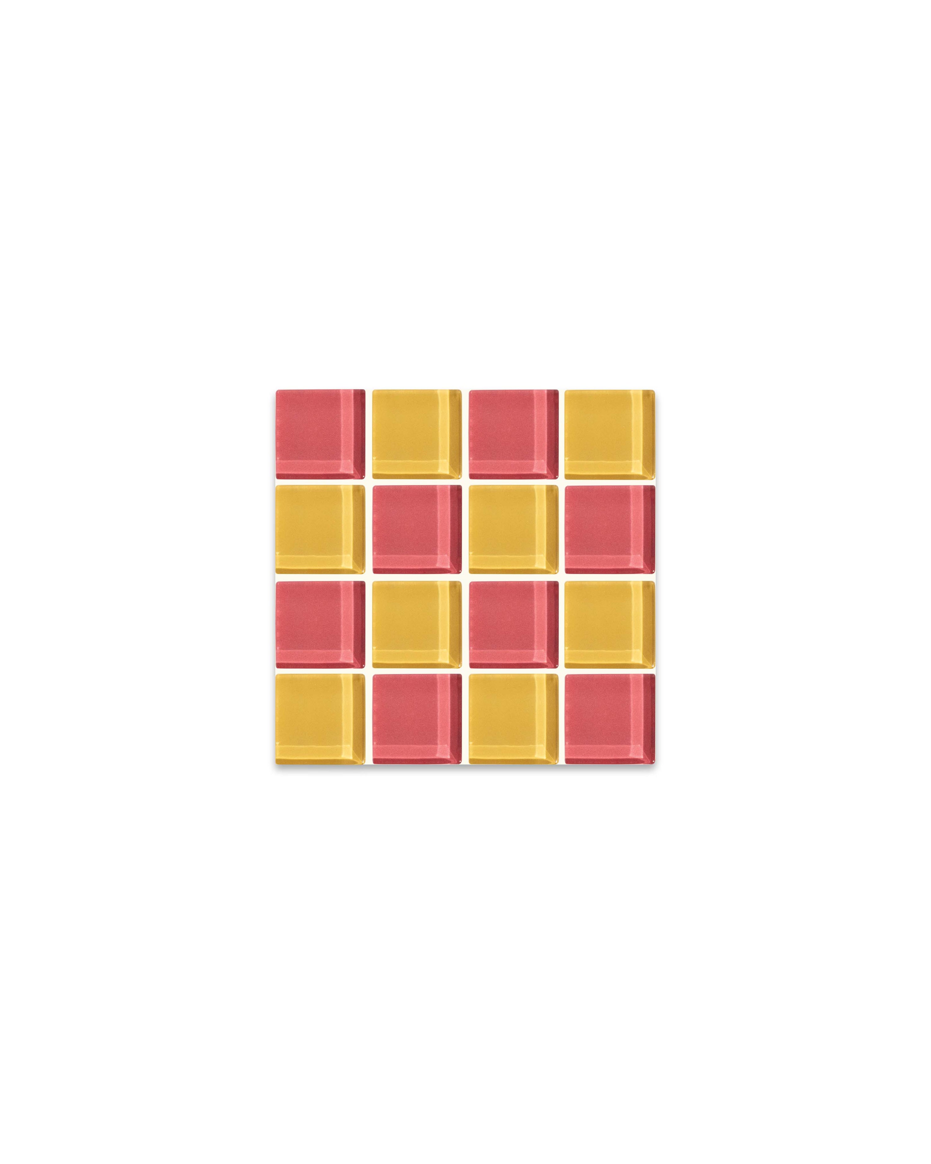 GLASS TILE COASTER - Strawberry & Banana Swirl