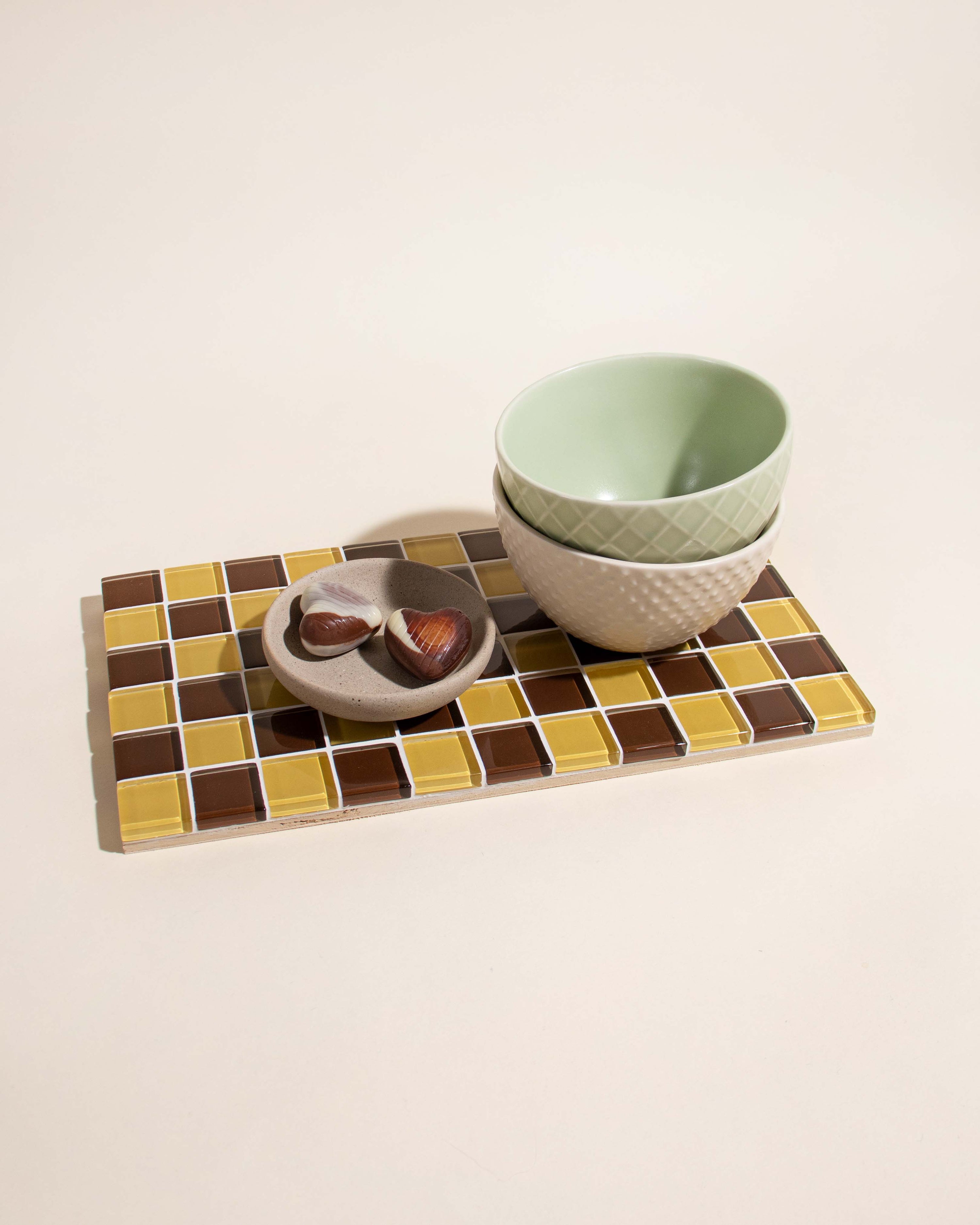 GLASS TILE DECORATIVE TRAY - Toffee & Almond Dark Chocolate