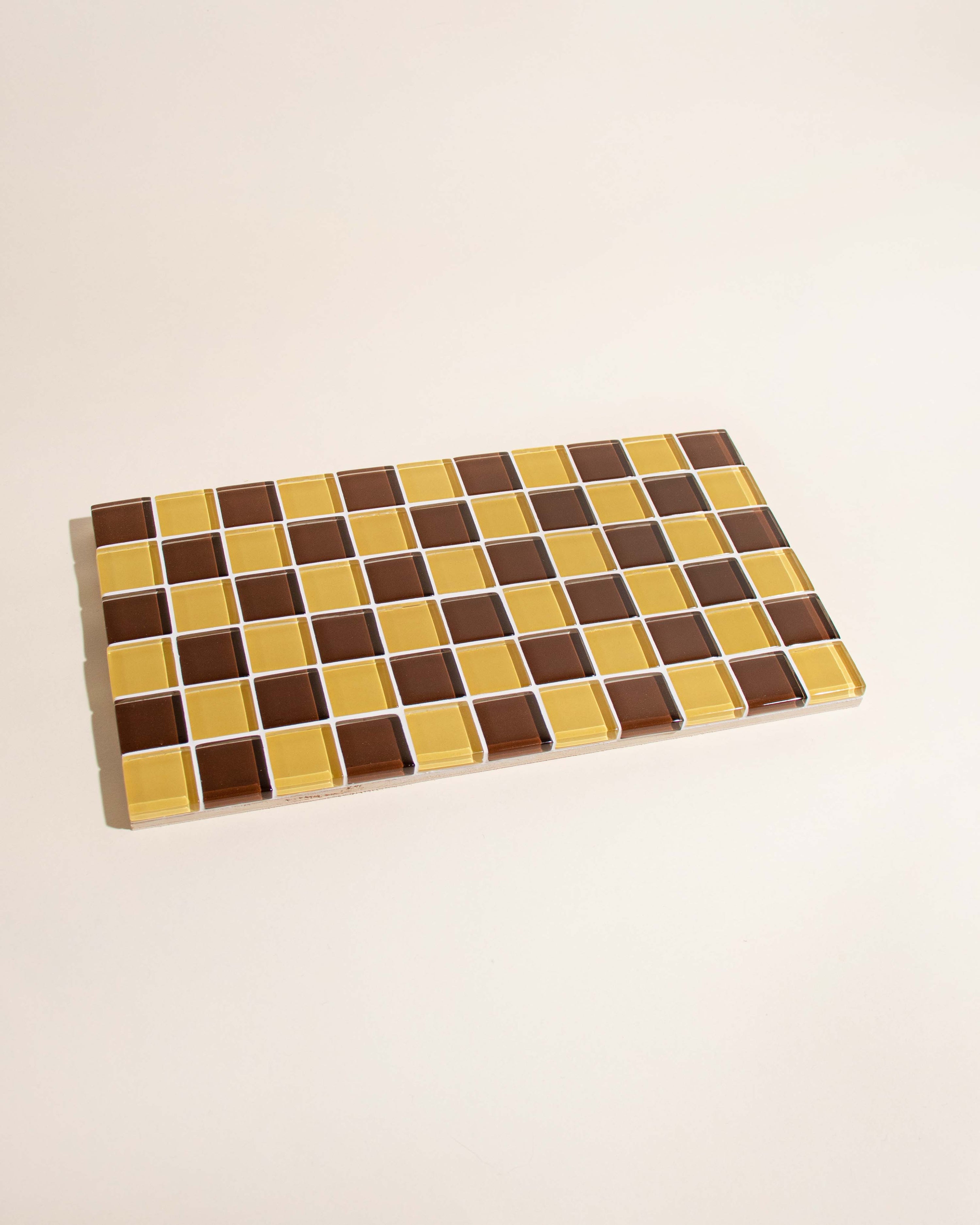 GLASS TILE DECORATIVE TRAY - Toffee & Almond Dark Chocolate