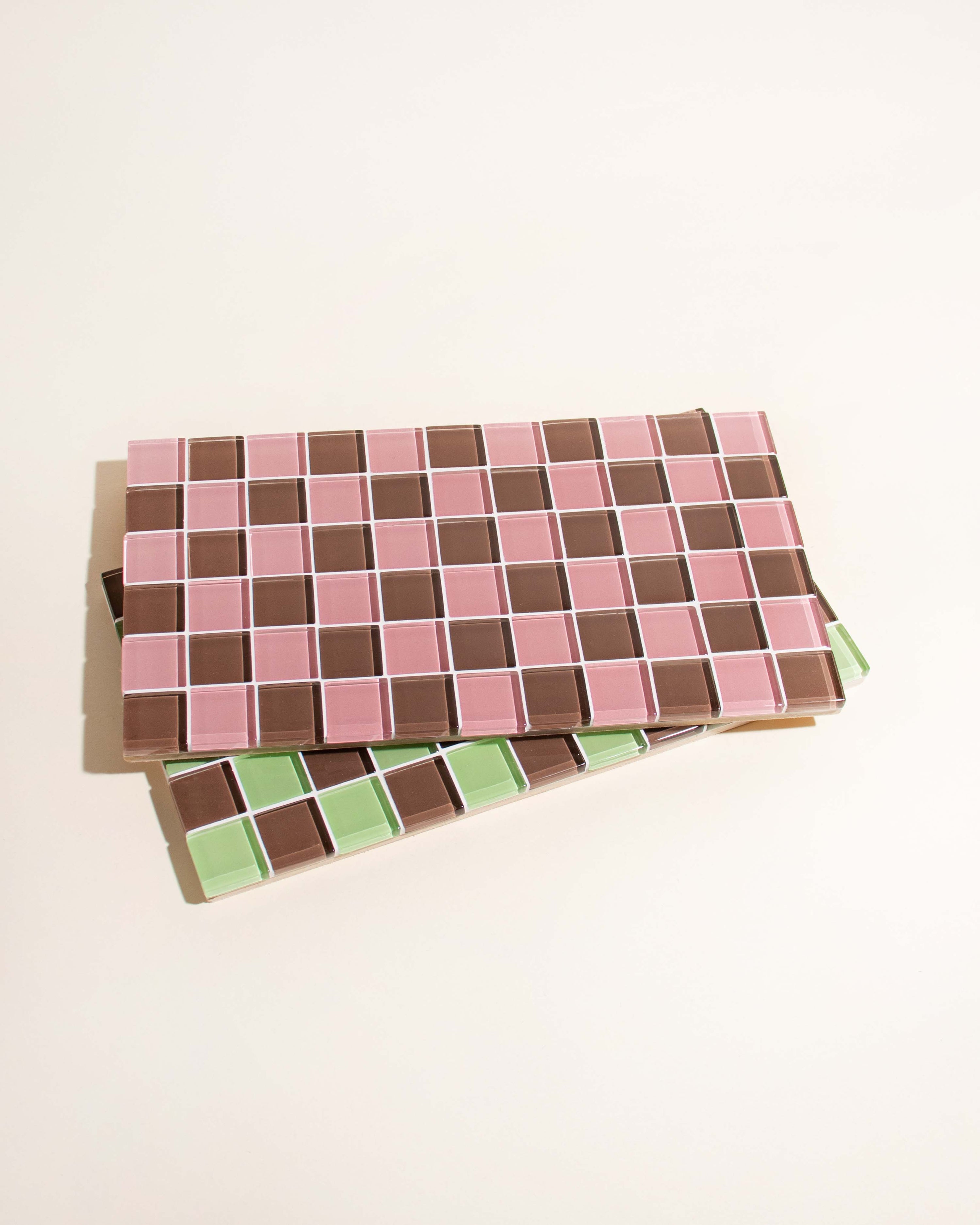 GLASS TILE DECORATIVE TRAY - Strawberry Dark Chocolate