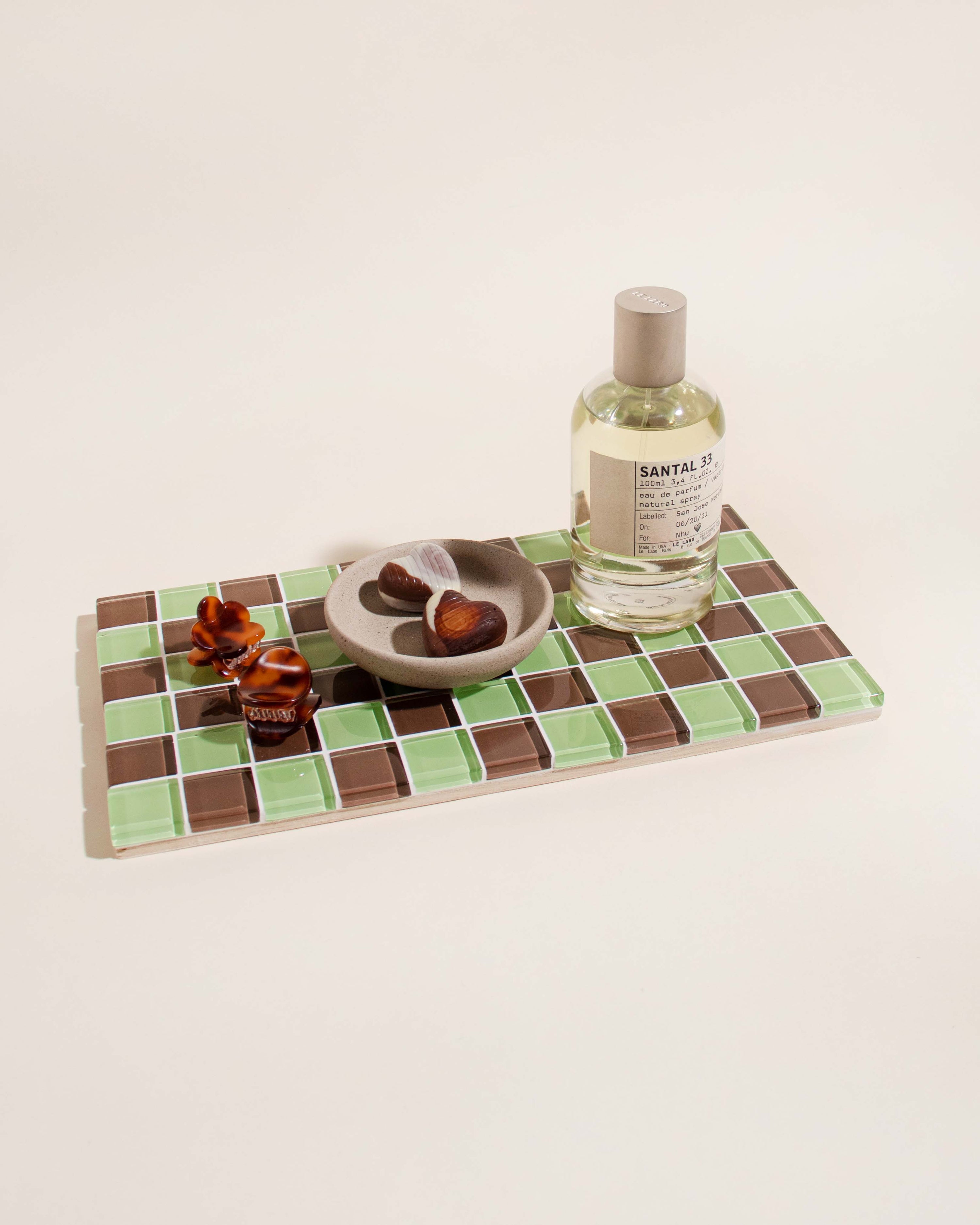 GLASS TILE DECORATIVE TRAY - Mint Dark Chocolate