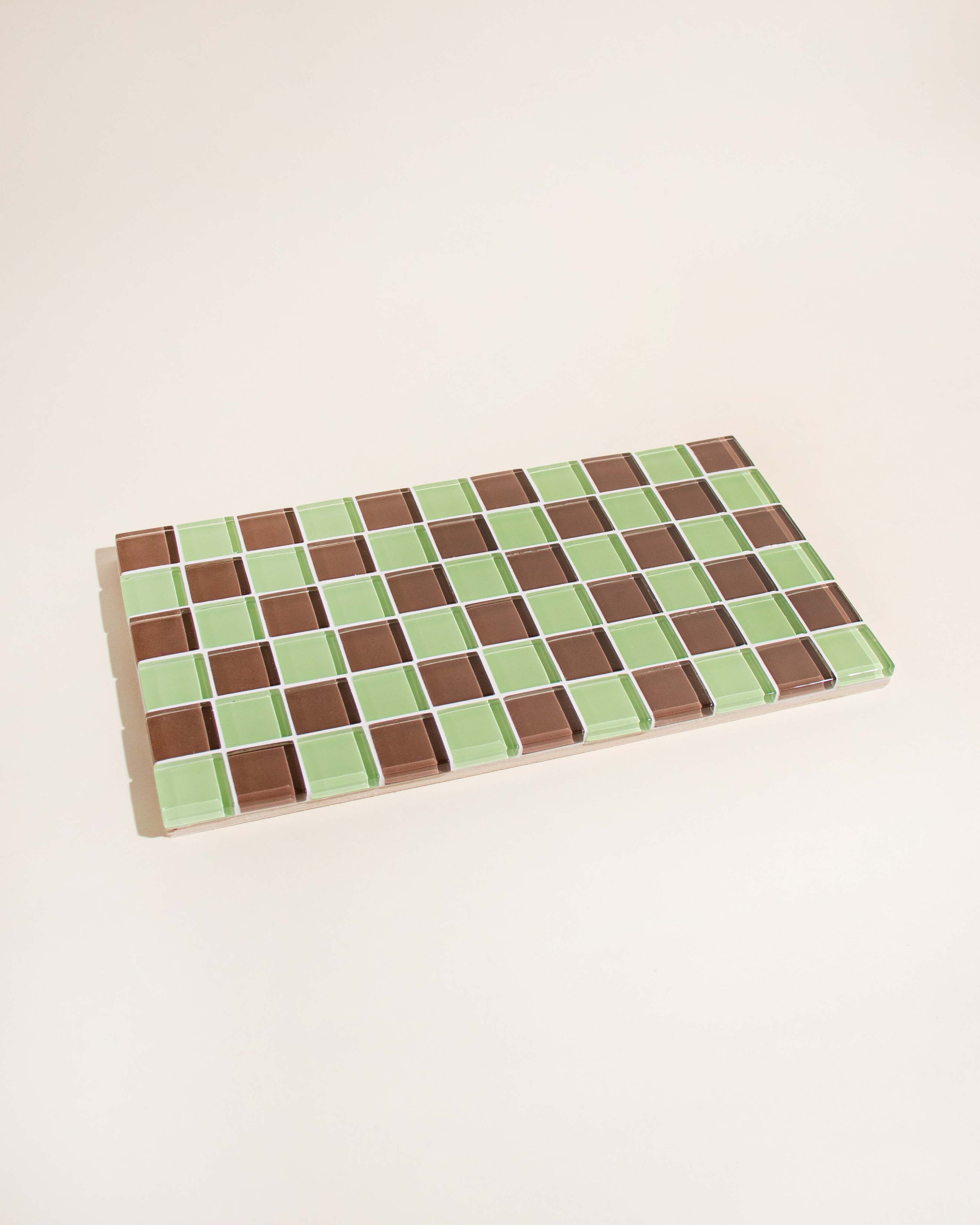 GLASS TILE DECORATIVE TRAY - Mint Dark Chocolate