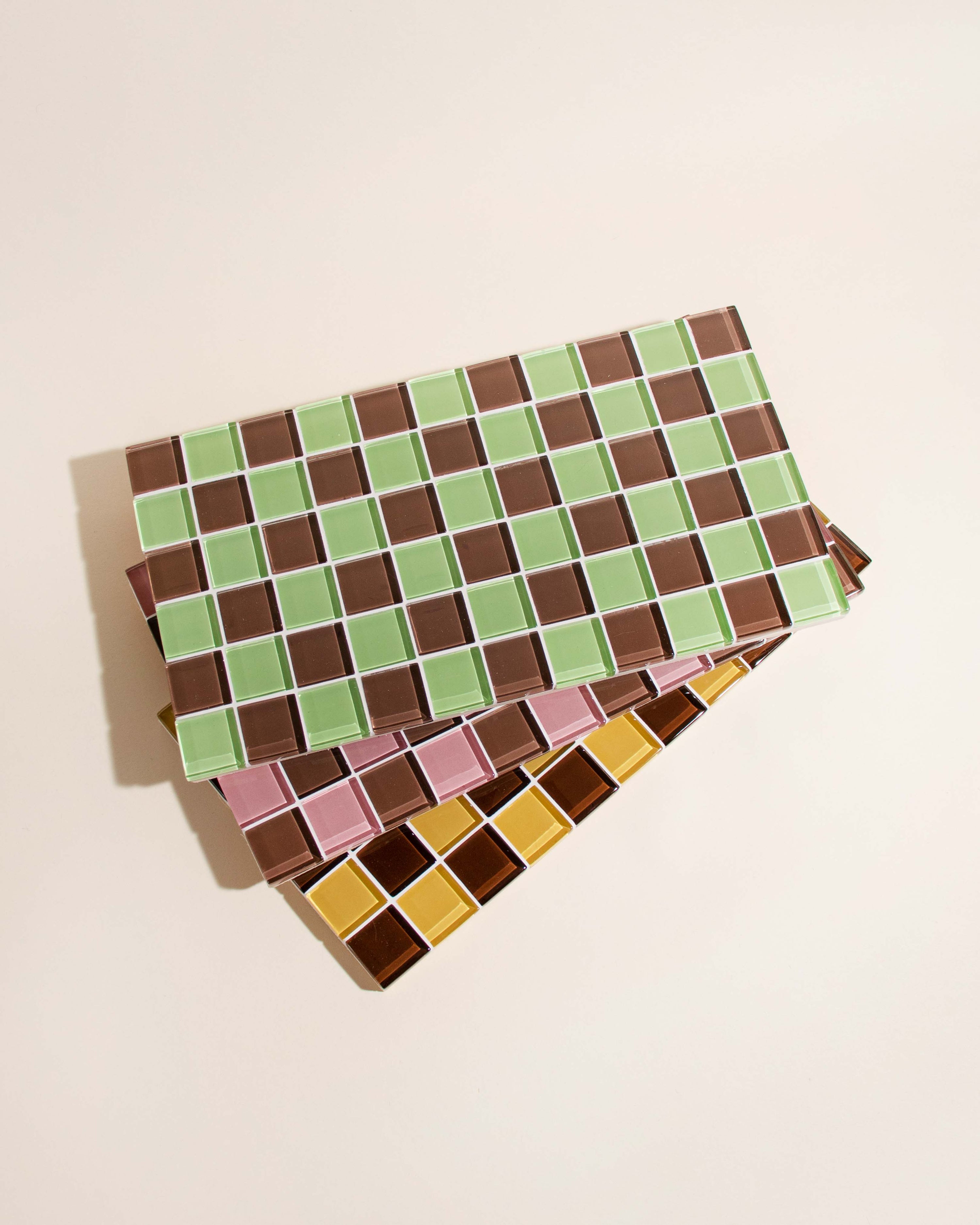 GLASS TILE DECORATIVE TRAY - Toffee & Almond Dark Chocolate