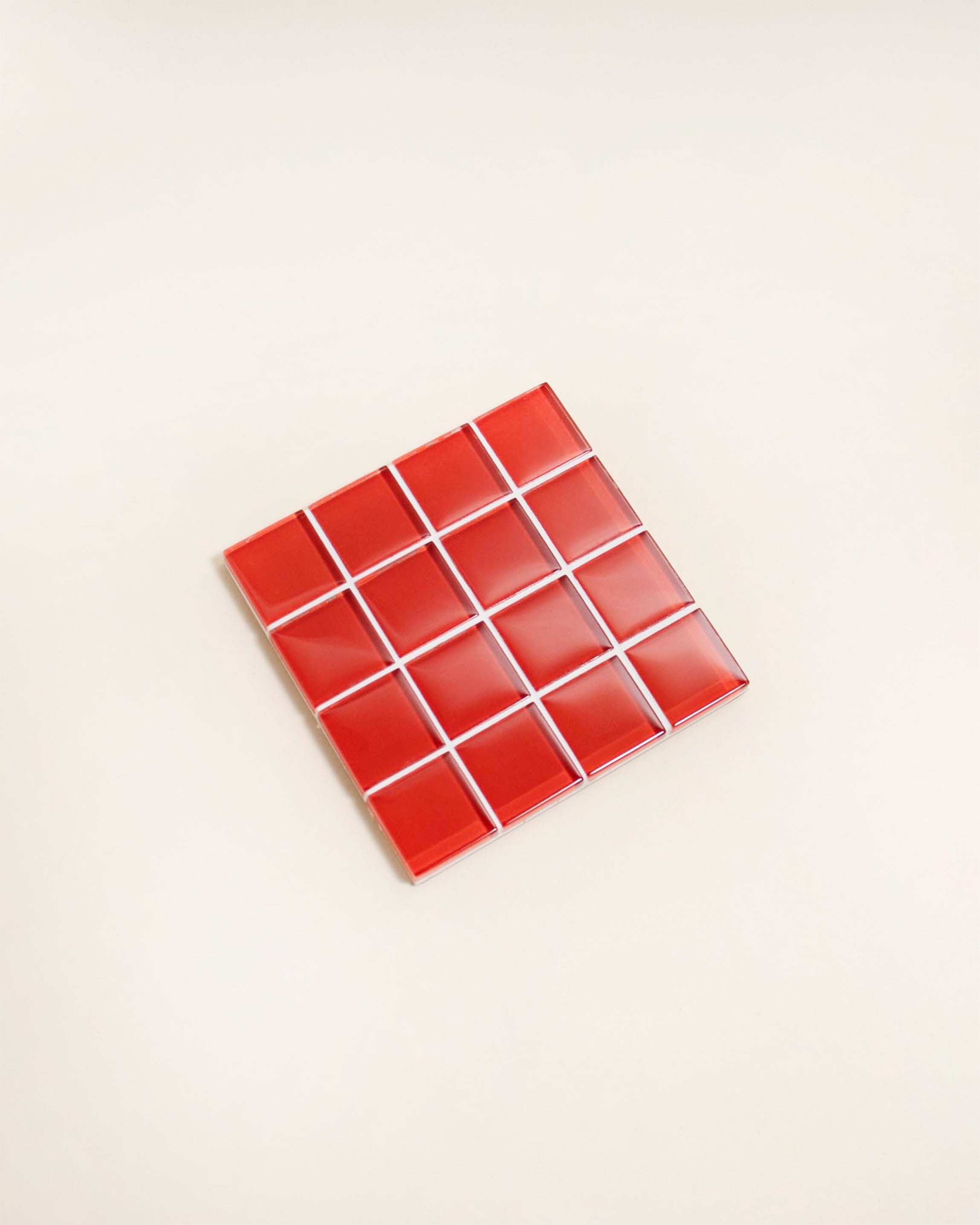 GLASS TILE COASTER - It's Apple Red