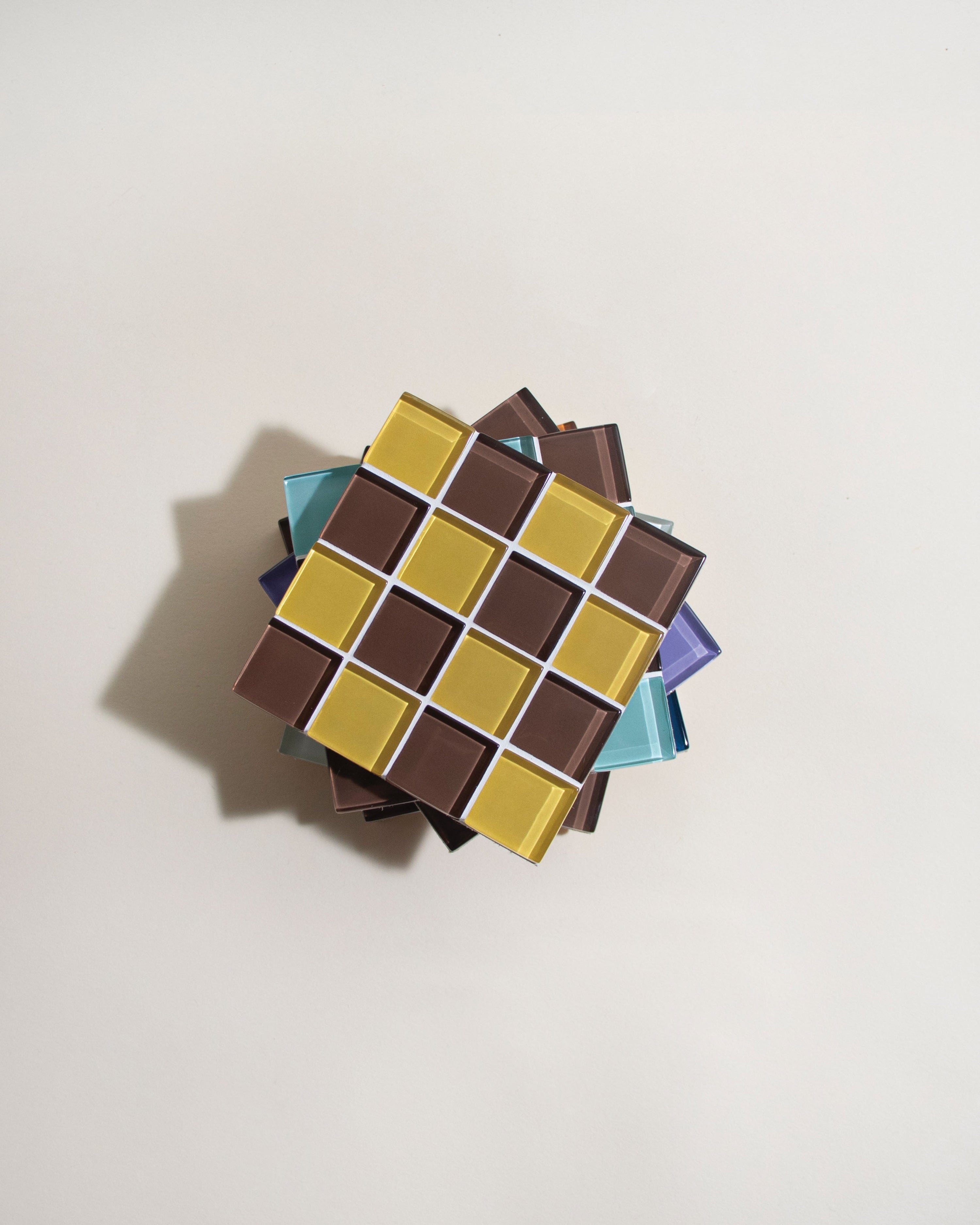 GLASS TILE COASTER - Toffee & Almond Dark Chocolate