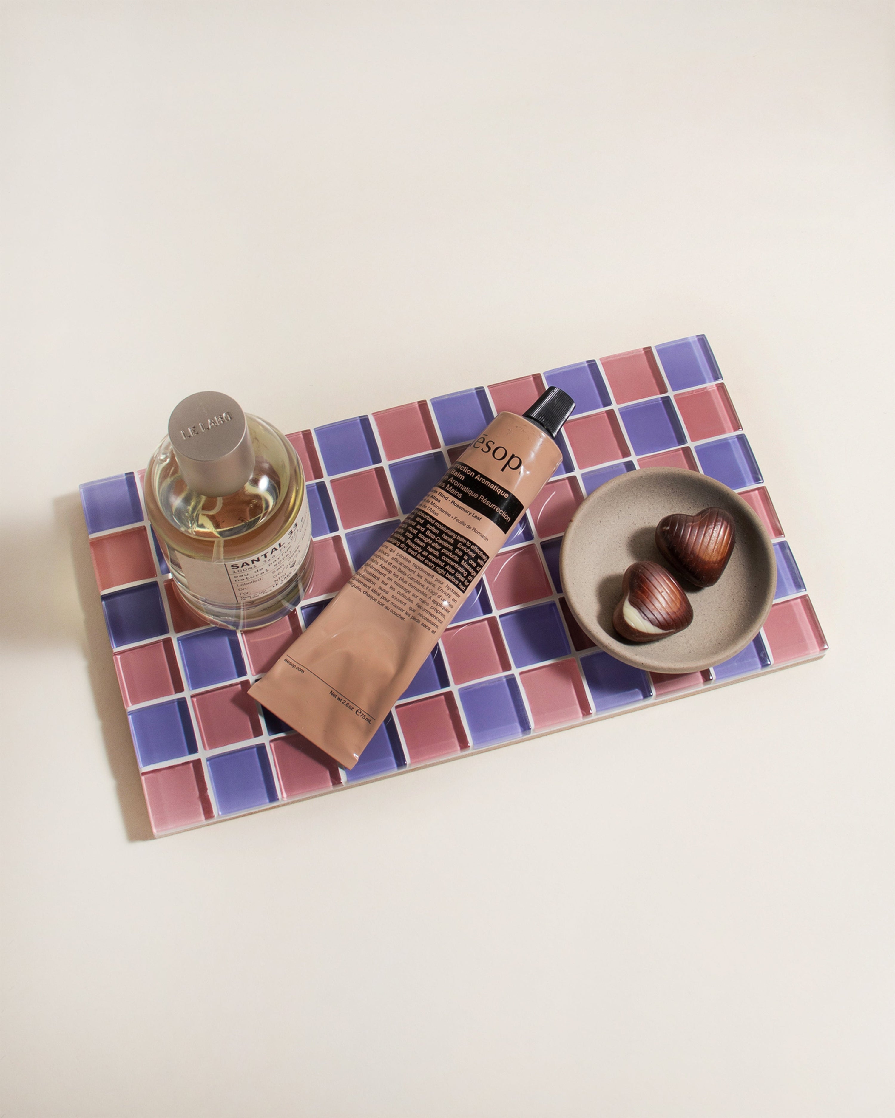GLASS TILE DECORATIVE TRAY - Unicorn Checkered