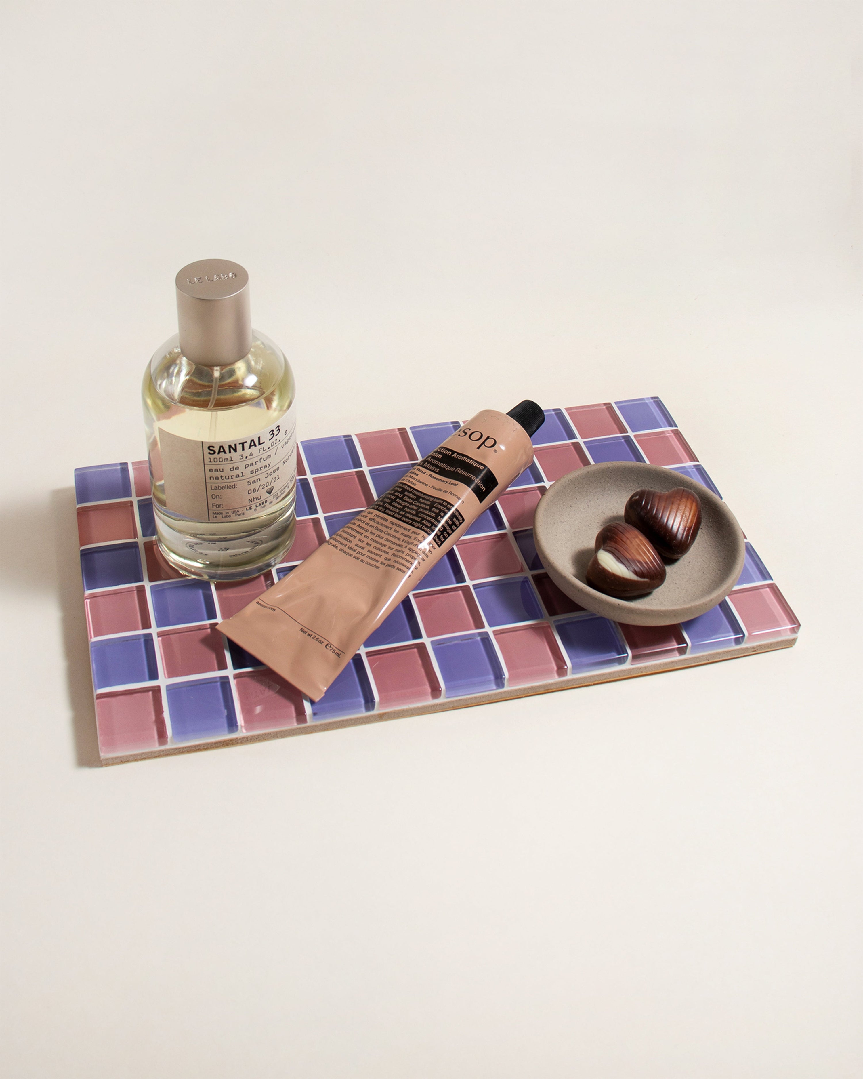 GLASS TILE DECORATIVE TRAY - Unicorn Checkered
