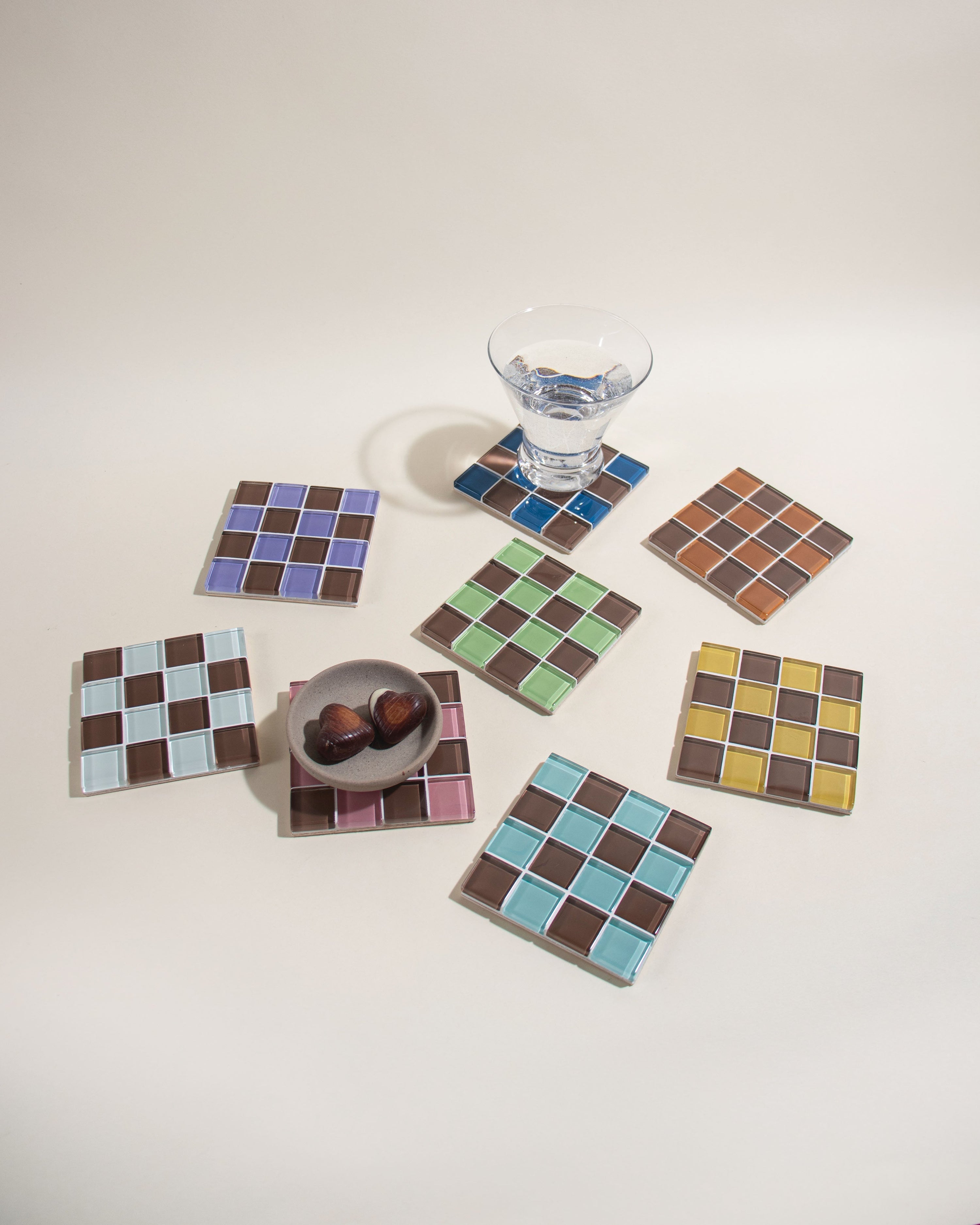 GLASS TILE COASTER - Lavender Dark Chocolate
