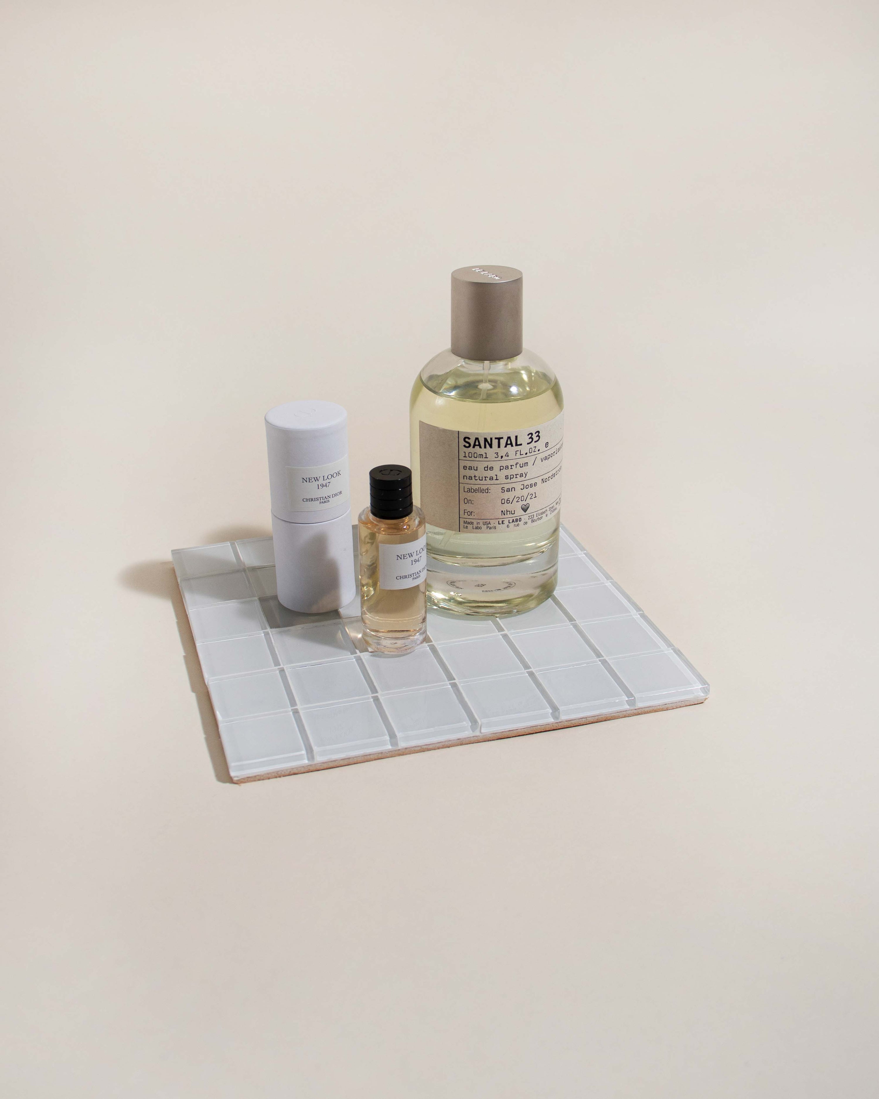 GLASS TILE DECORATIVE TRAY - White Canvas