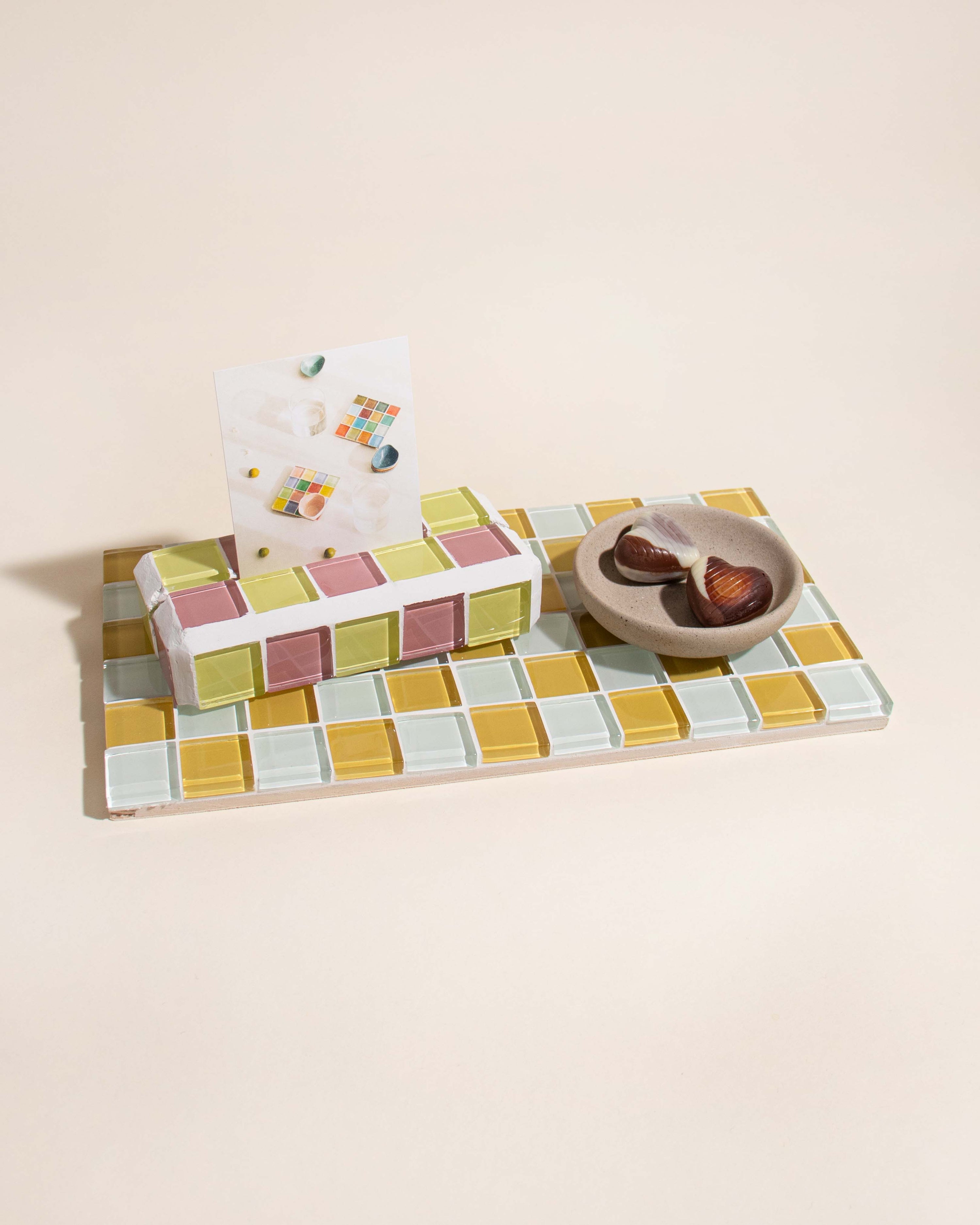 GLASS TILE DECORATIVE TRAY - Honey Milk Chocolate