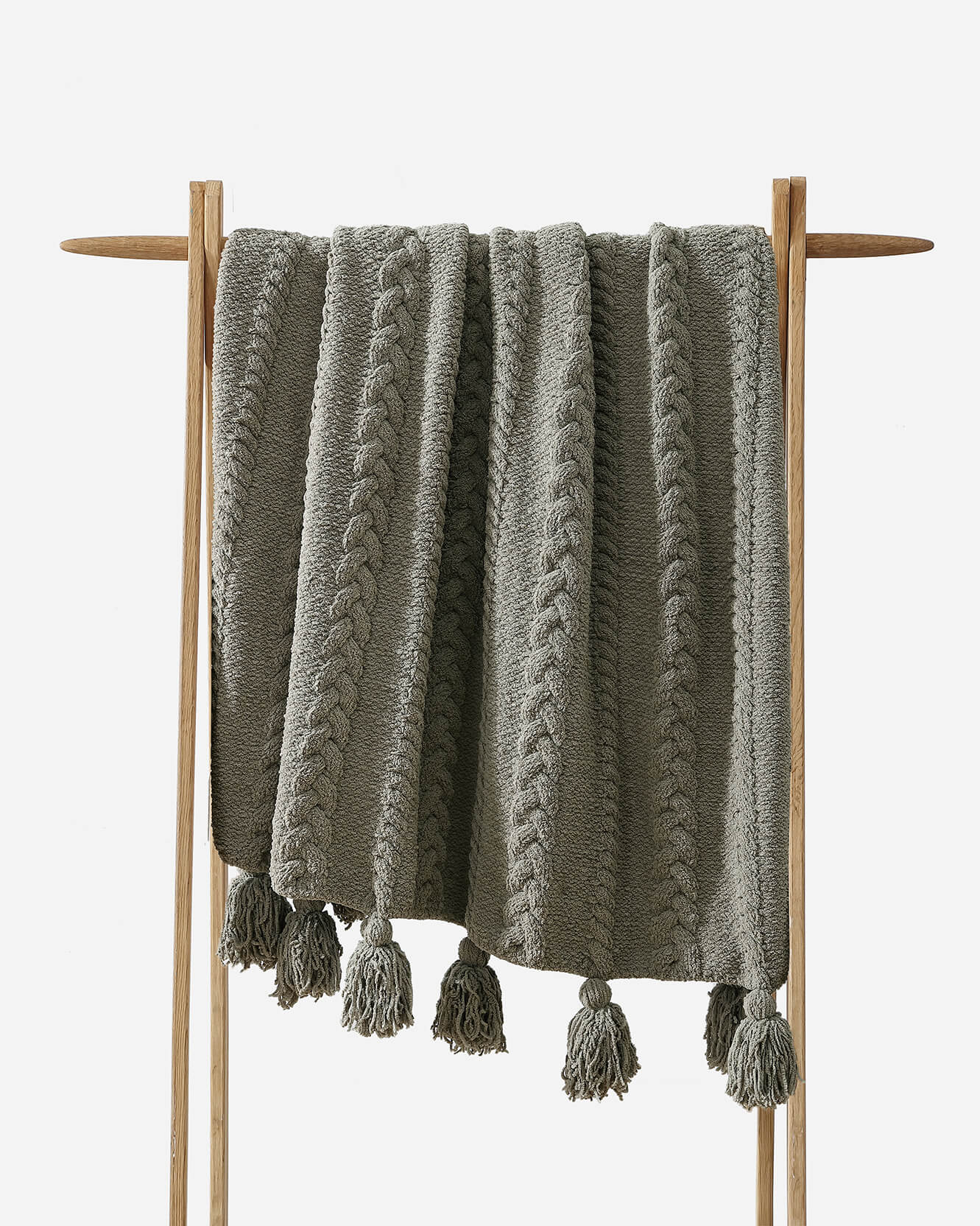 Braided Pom Pom Throw