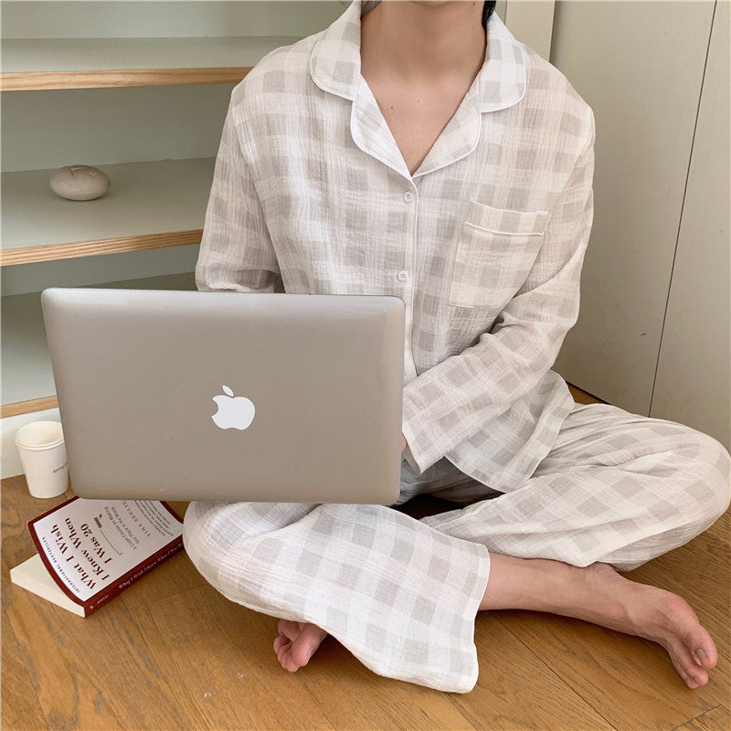 Urban White Check Pajamas Fall Sleepwear