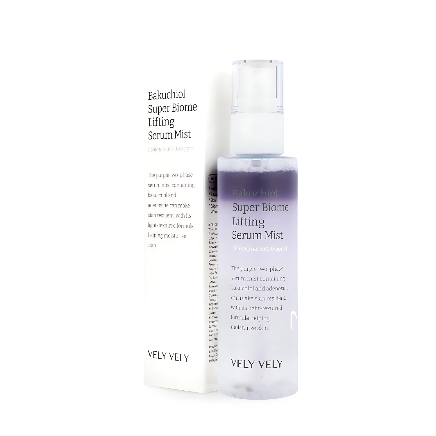 VELY VELY Bakuchiol Super Biome Lifting Serum Mist 100ml With bottle with packaging KBEAUTY X