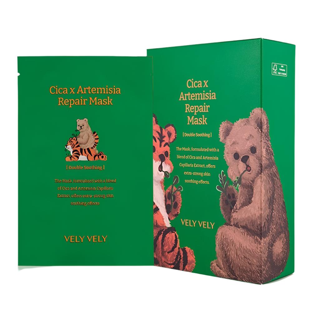 VELY VELY Cica Injin Artemisia Repair Mask 10 Pieces [1 Box] - KBEAUTY X