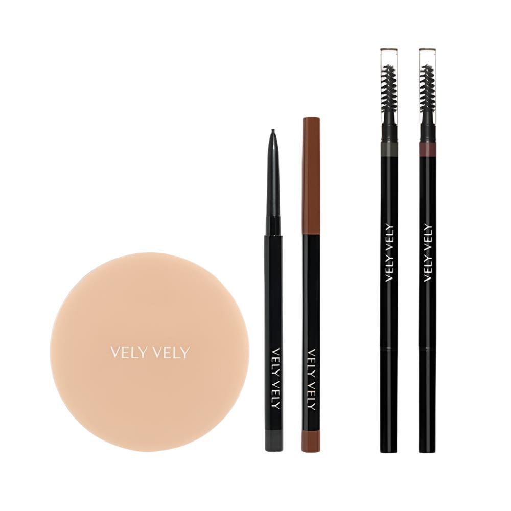 VELY VELY Eye Cushion Set (Baby Face Concealer Cushion + Ultra Slim Eyeliner + 1.5mm Ultra Fine Brow Pencil) - KBEAUTY X