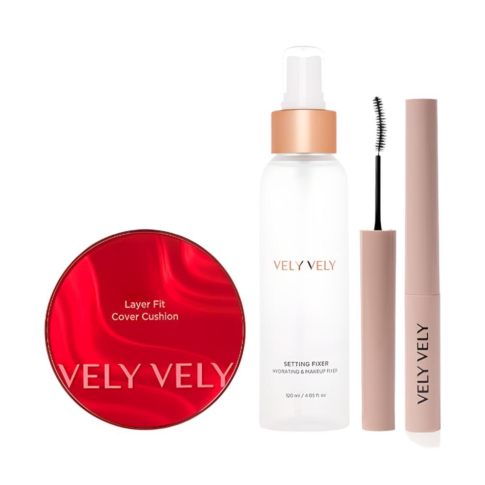 VELY VELY Fitting Set (Layer Fit Cover Cushion Main Product + Close-Fitting Fixer + Ultra-Slim Mascara) - KBEAUTY X