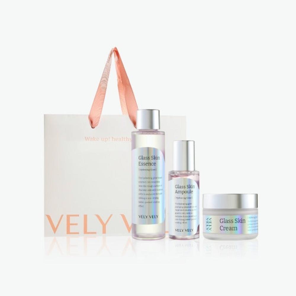 VELY VELY [SET] 3 types of Glass Skin (Essence 160ml + Ampoule 40ml + Cream 60ml) + Shopping Bag - KBEAUTY X