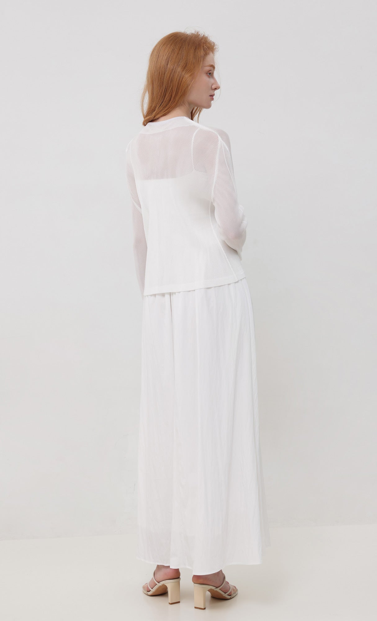 Pleatsmood Sheer Pleats Cardigan Ivory