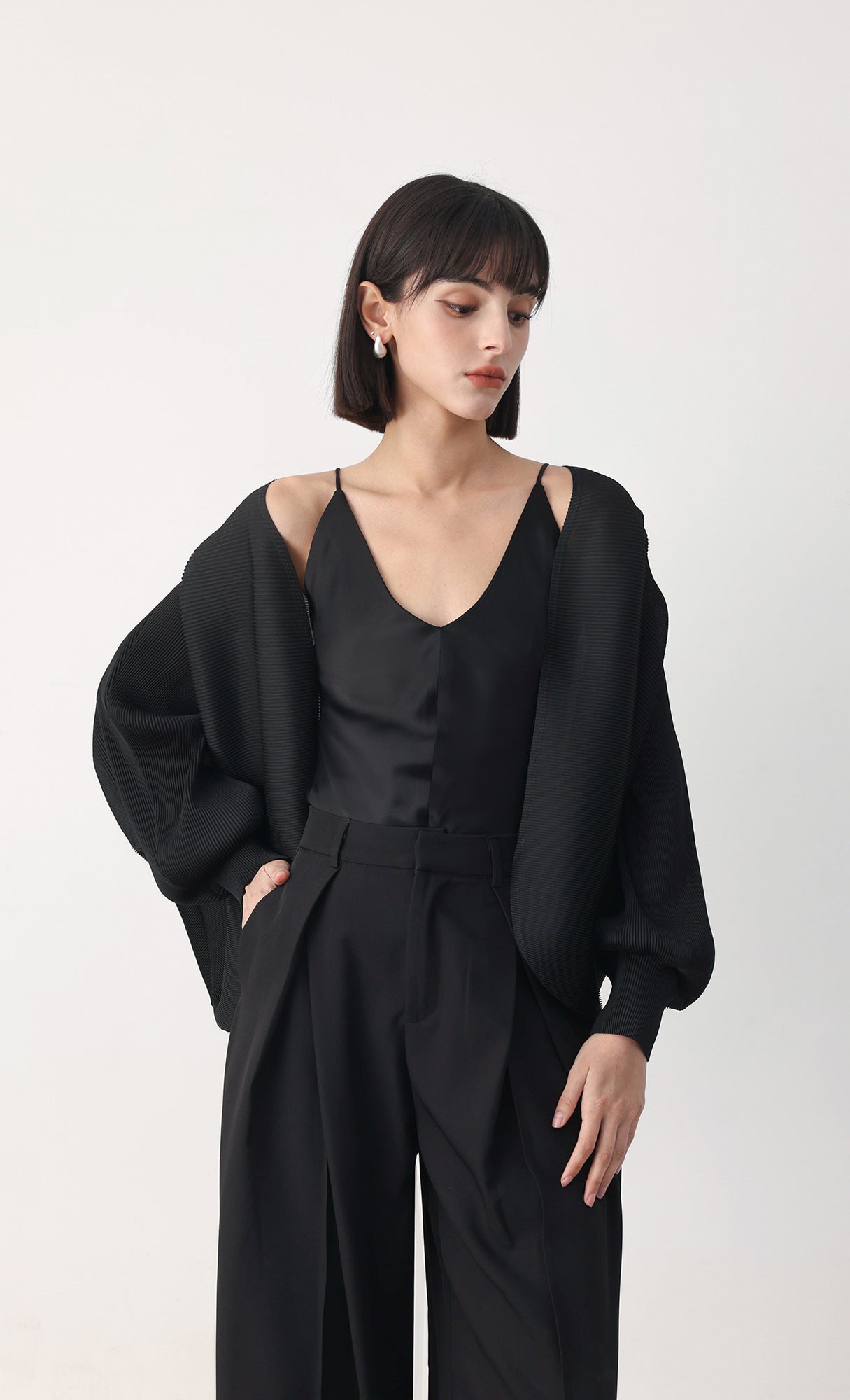 Pleatsmood Ray Pleats Cardigan Black