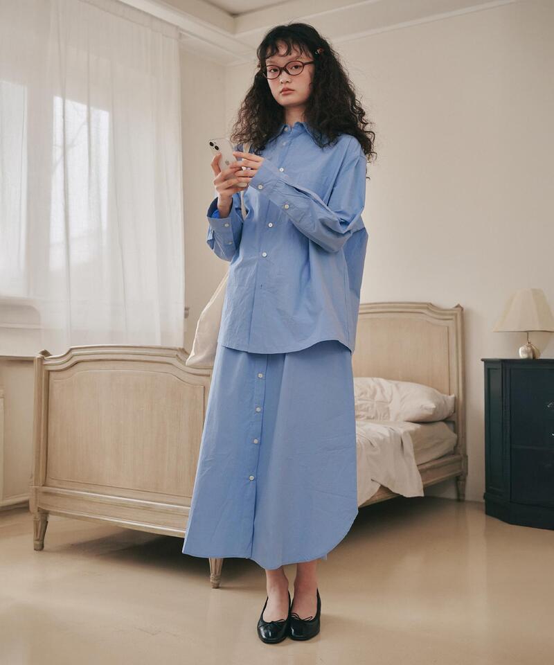 Door to Door Solid Skirt Bluebell