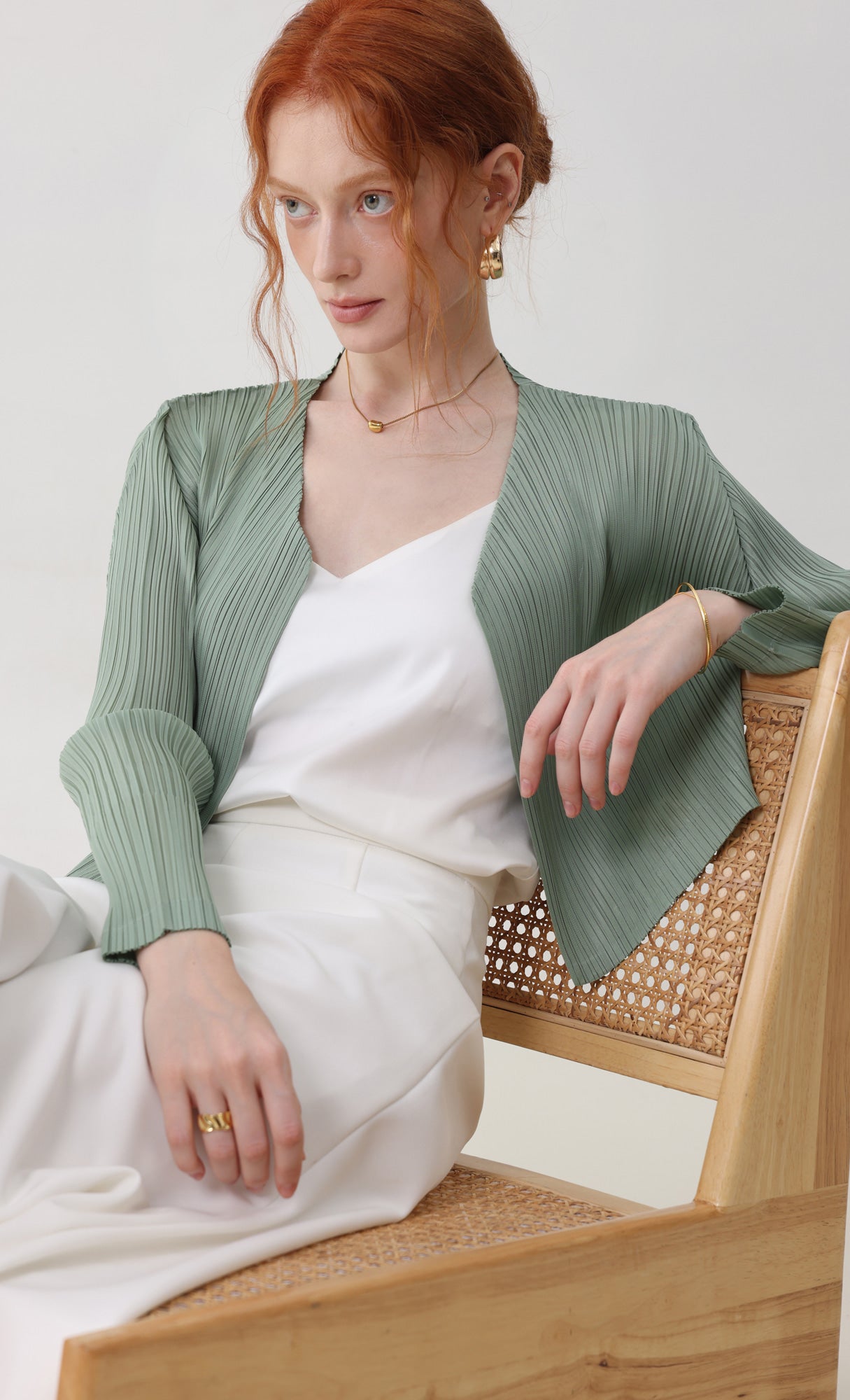 Pleatsmood Cod Pleats Cardigan Mint
