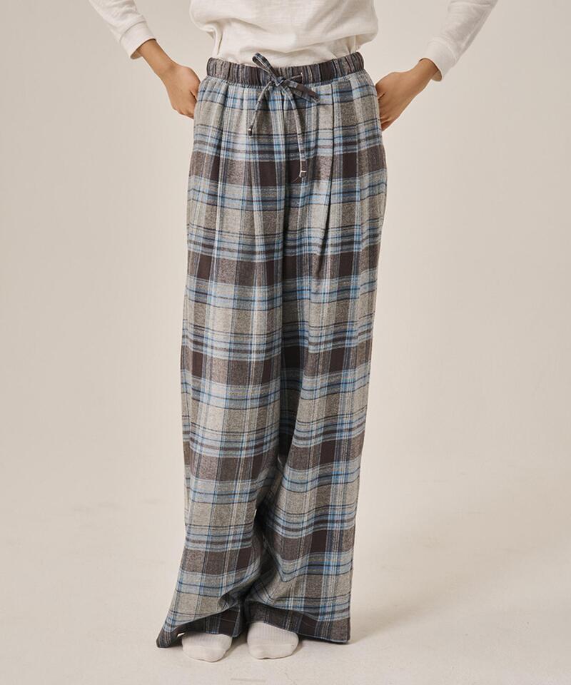 Door to Door Flannel Pebble Blue Check Pants Blue Gray