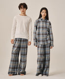 Door to Door Flannel Pebble Blue Check Pants Blue Gray