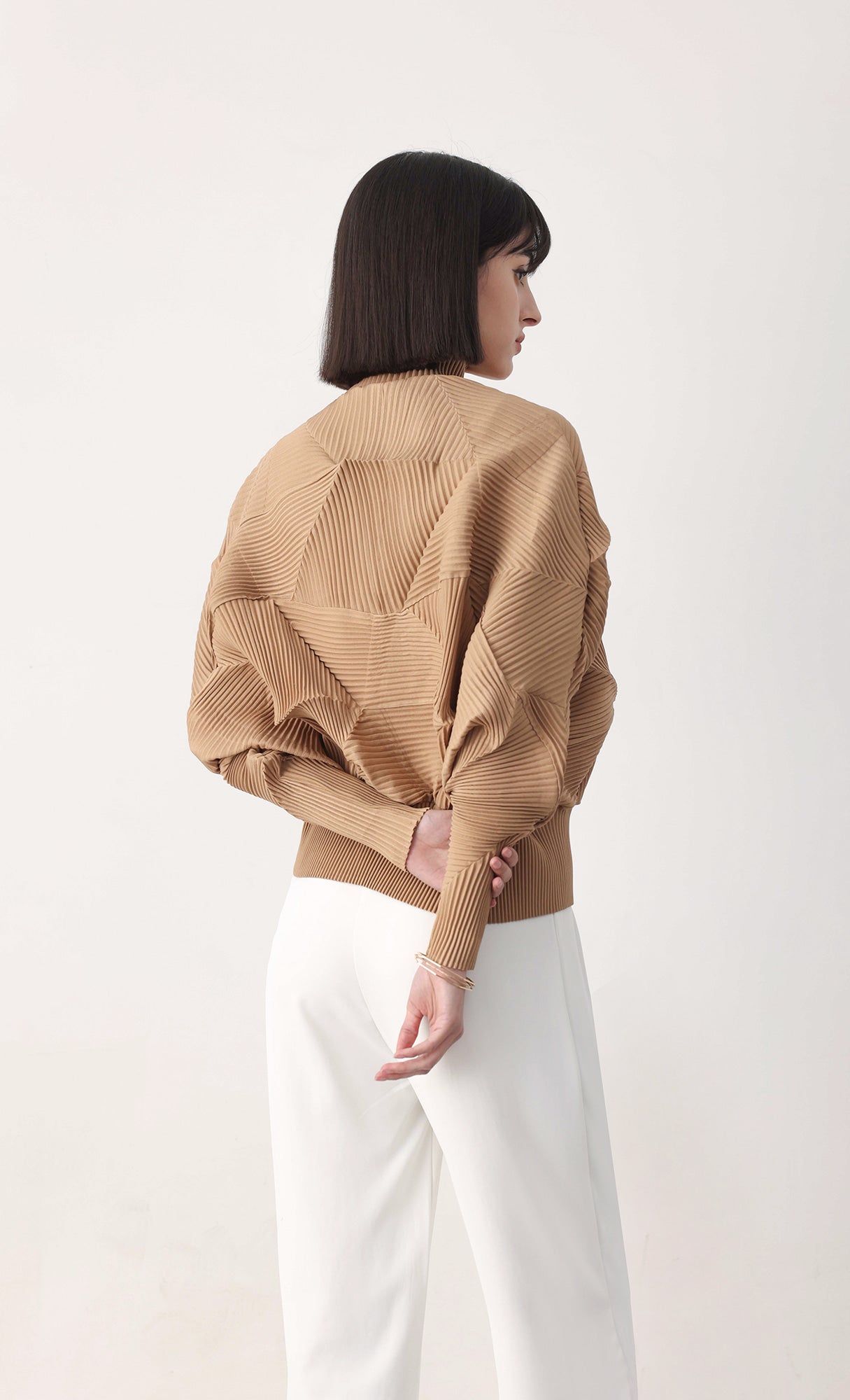 Pleatsmood Twoway Pleats Zip-up Beige