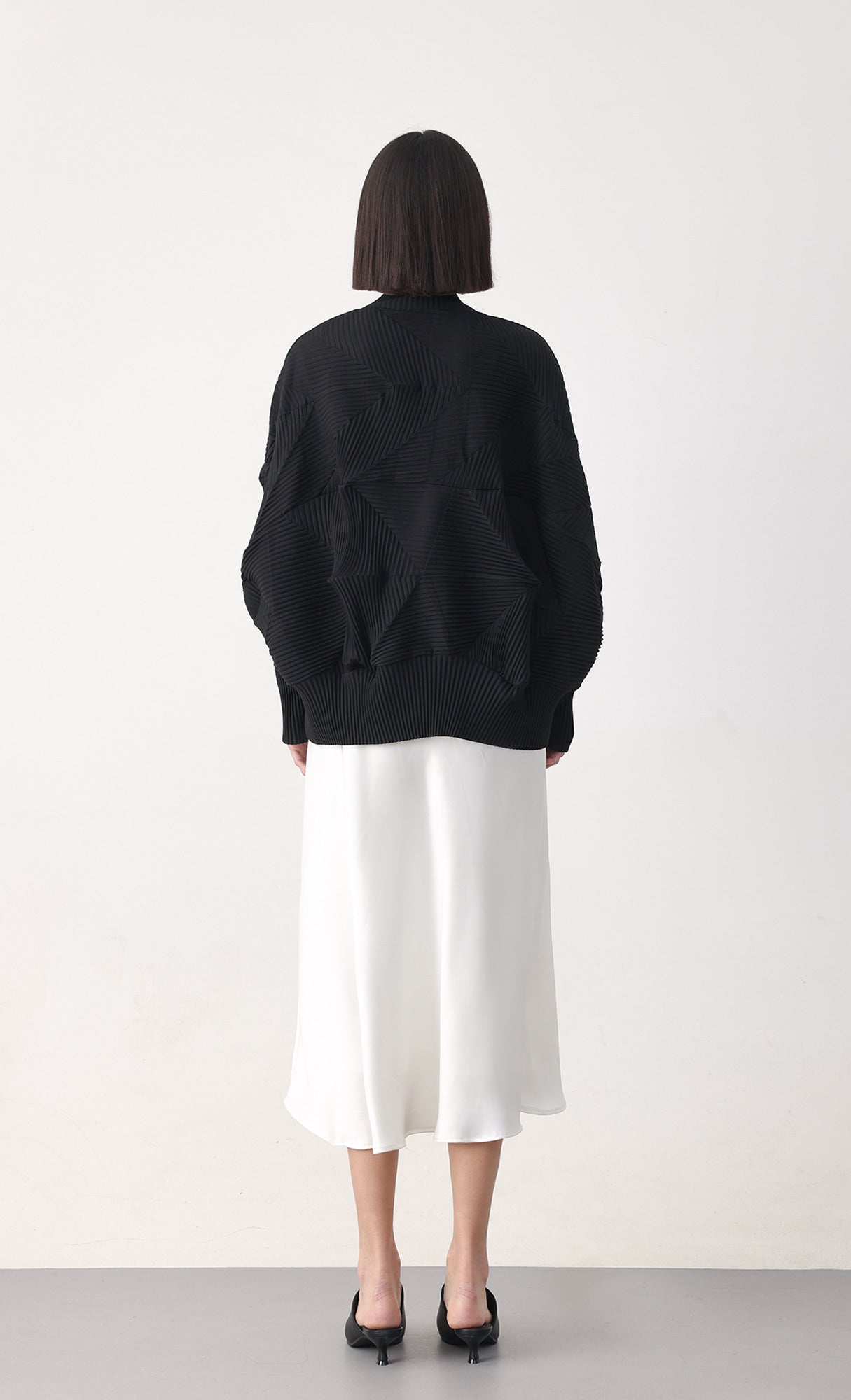 Pleatsmood Twoway Pleats Zip-up Black