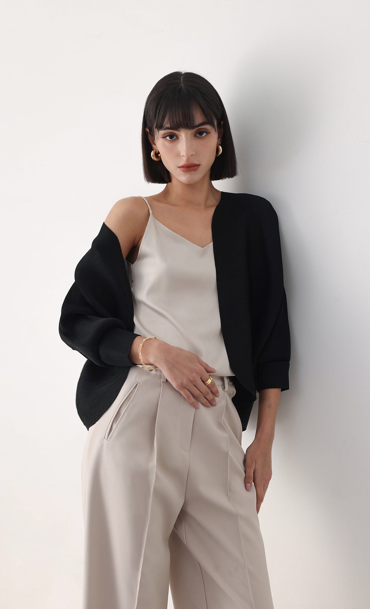 Pleatsmood Ainy Pleats Cardigan Jacket Black