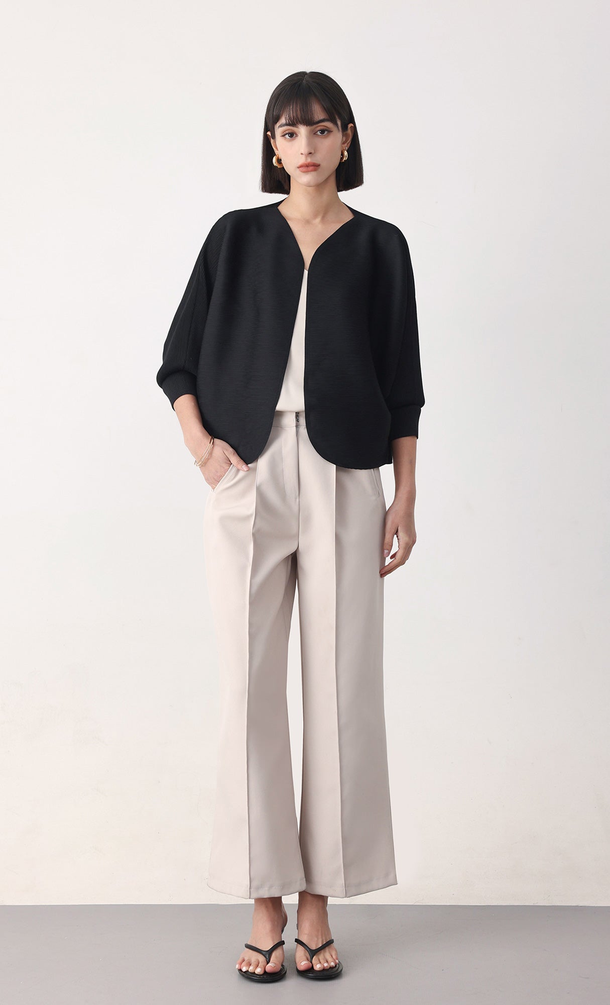 Pleatsmood Ainy Pleats Cardigan Jacket Black