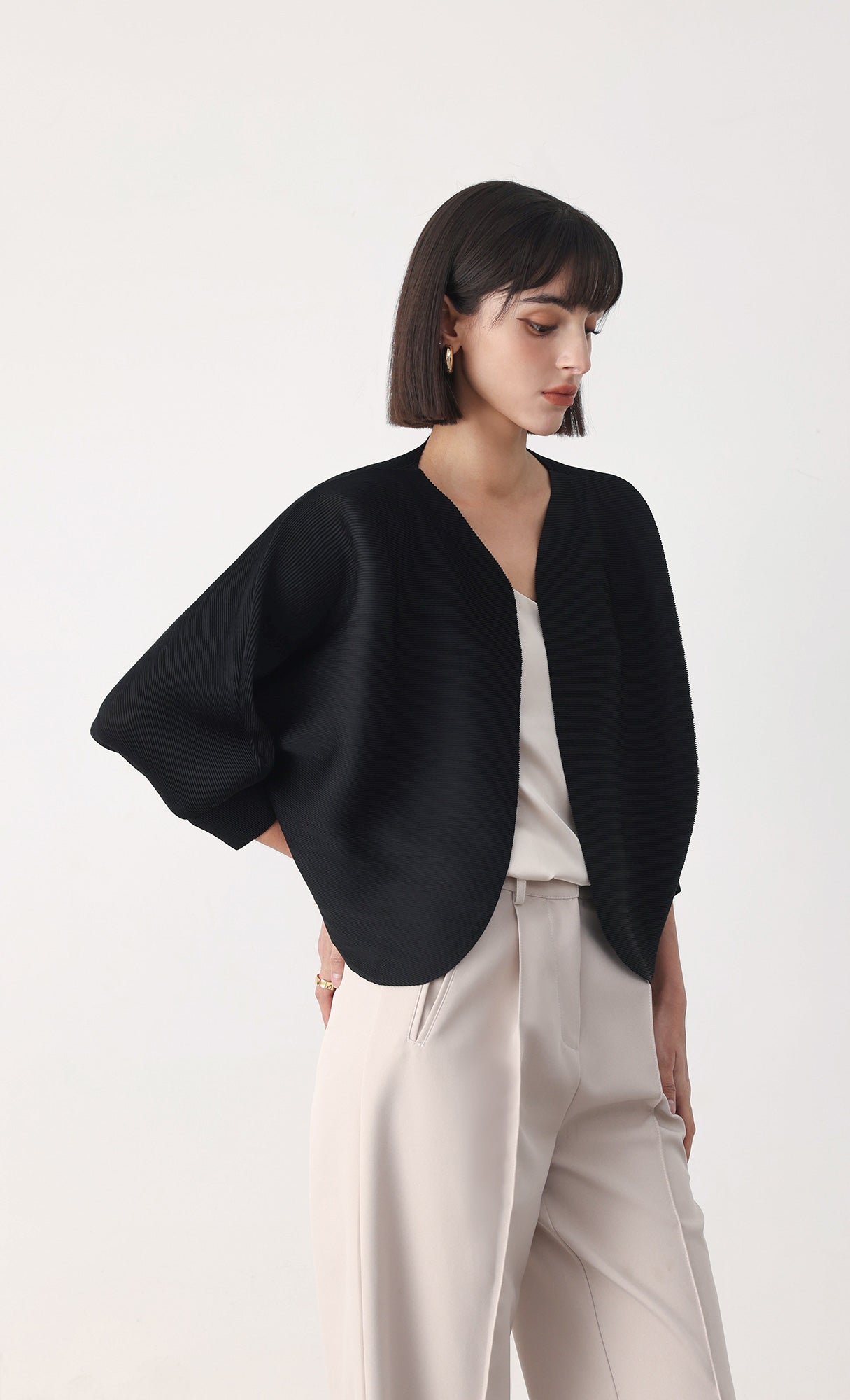 Pleatsmood Ainy Pleats Cardigan Jacket Black