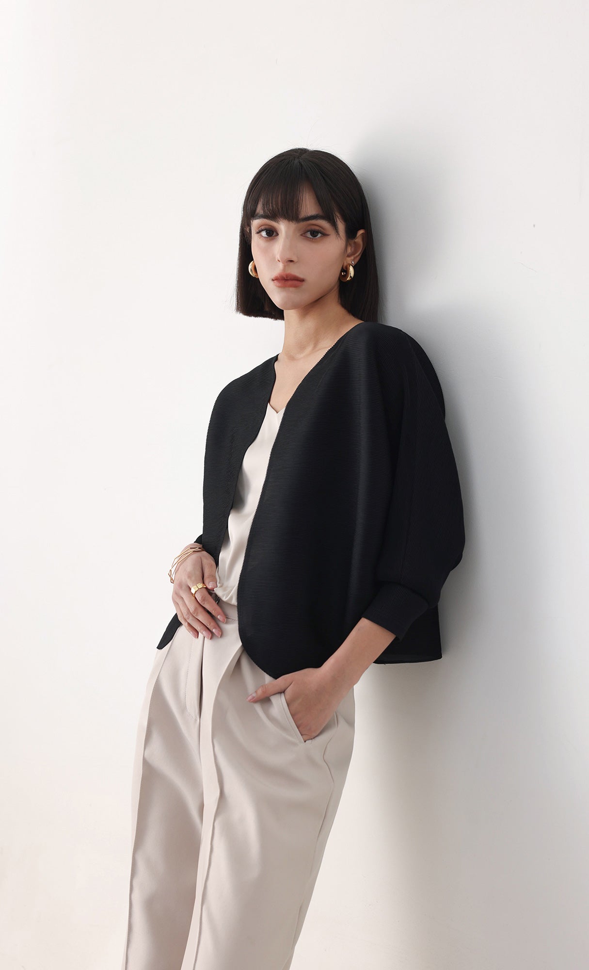 Pleatsmood Ainy Pleats Cardigan Jacket Black