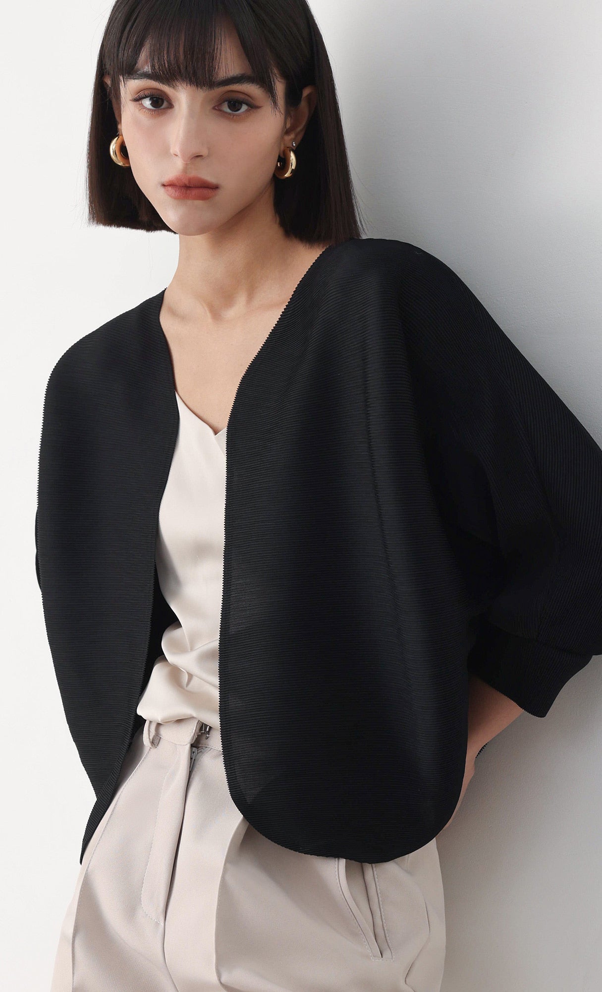 Pleatsmood Ainy Pleats Cardigan Jacket Black