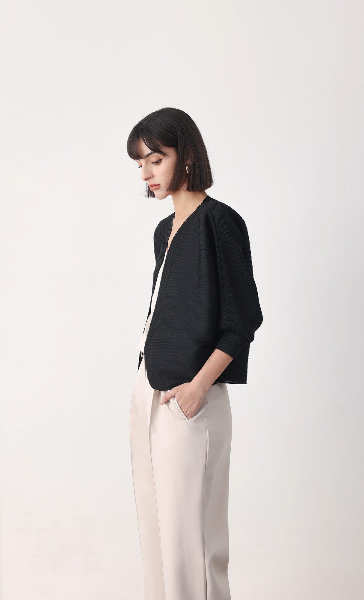 Pleatsmood Ainy Pleats Cardigan Jacket Black