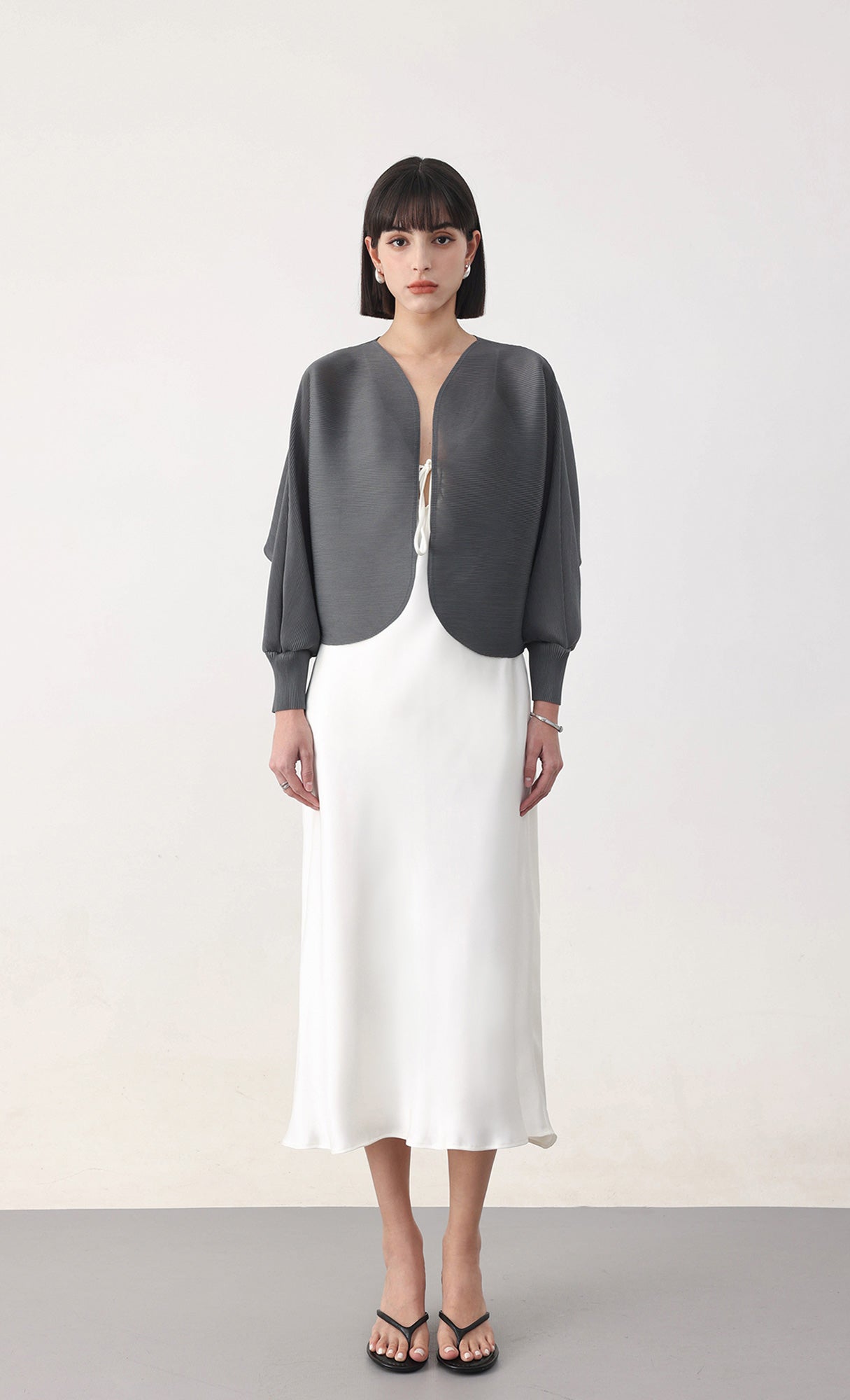 Pleatsmood Ray Pleats Cardigan Charcoal
