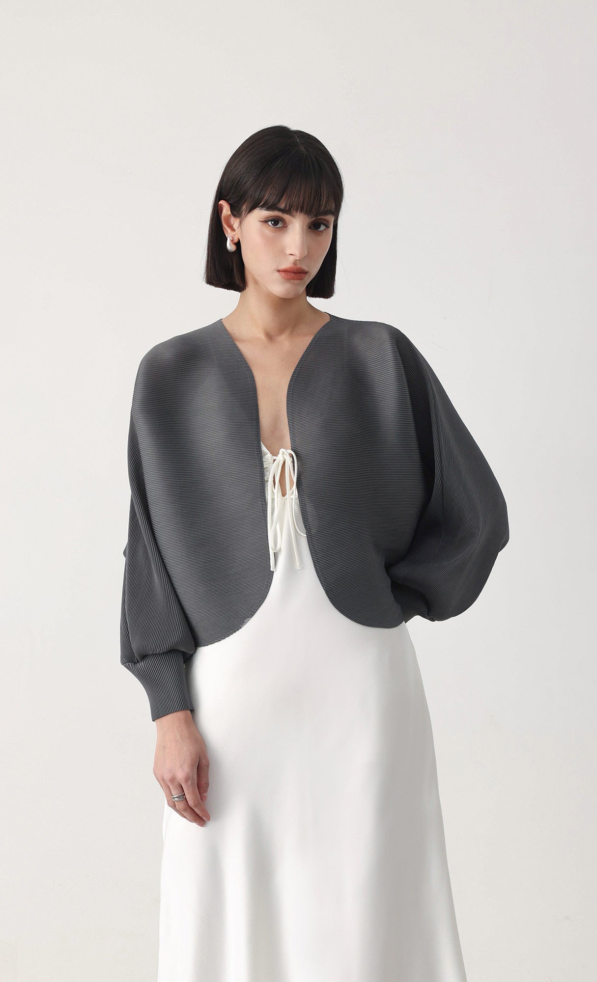 Pleatsmood Ray Pleats Cardigan Charcoal