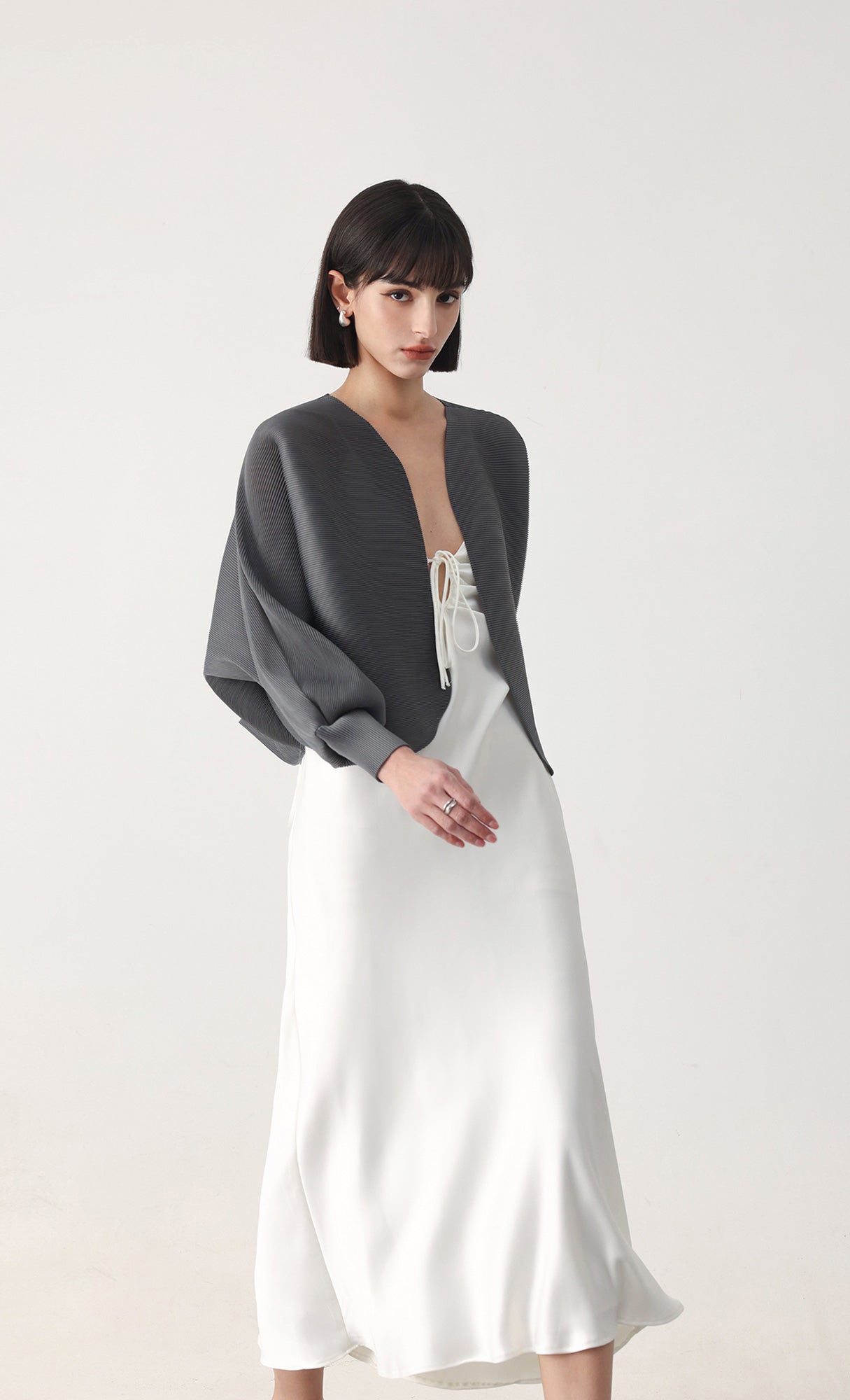 Pleatsmood Ray Pleats Cardigan Charcoal
