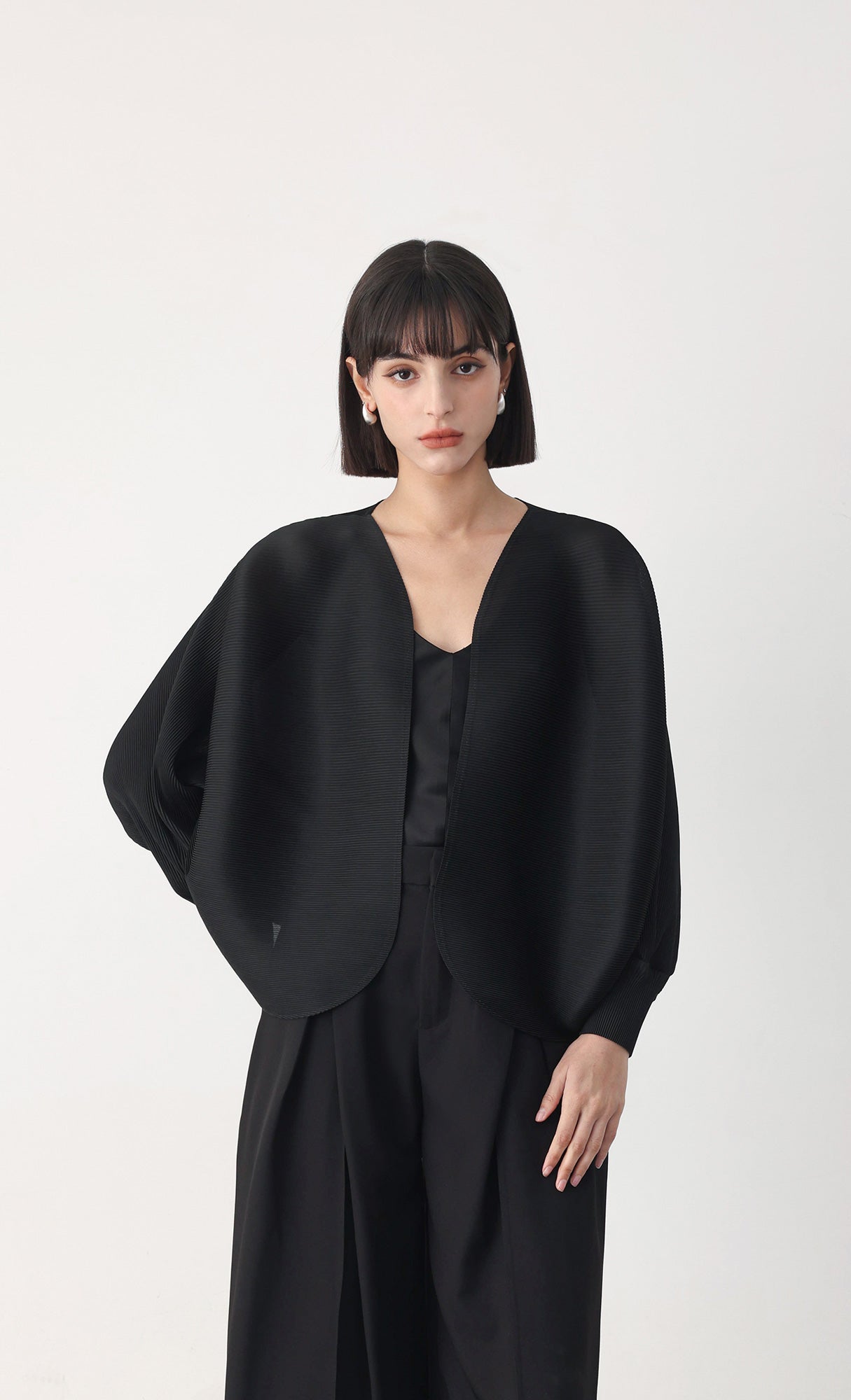 Pleatsmood Ray Pleats Cardigan Black