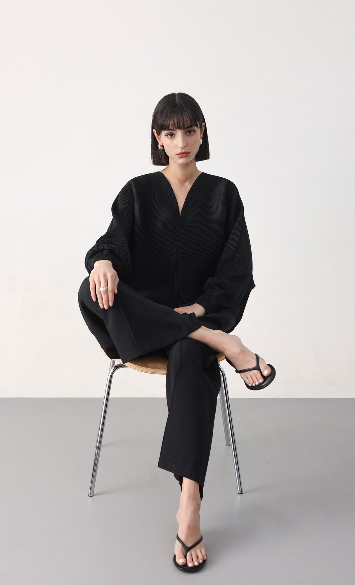 Pleatsmood Ray Pleats Cardigan Black